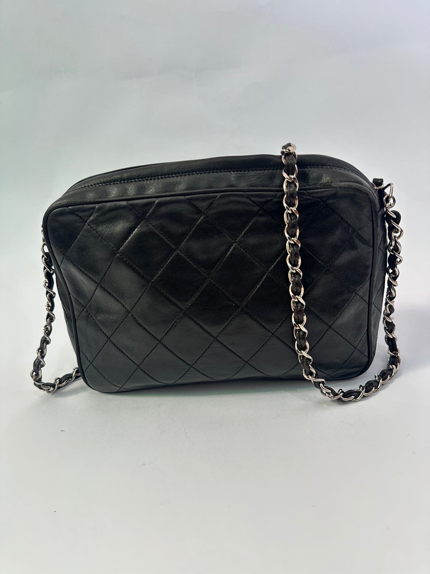 Chanel Vintage Quilted CC Camera Crossbody Bag.