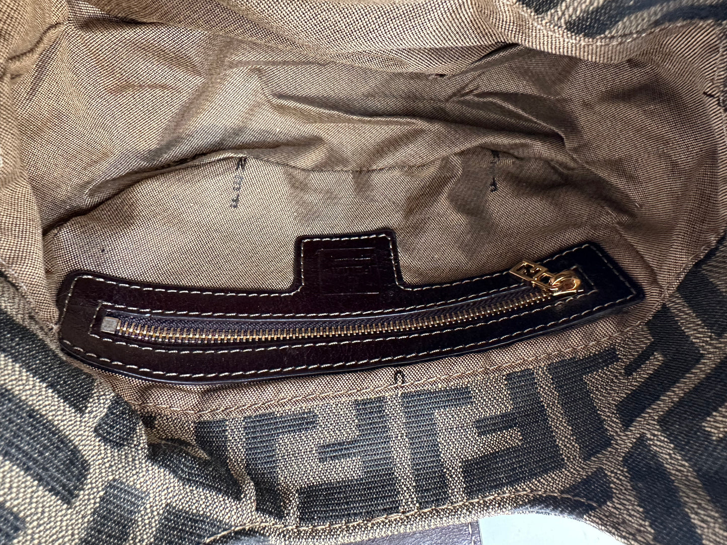 Fendi Zucca Mamma Bucket Handbag Brown Black