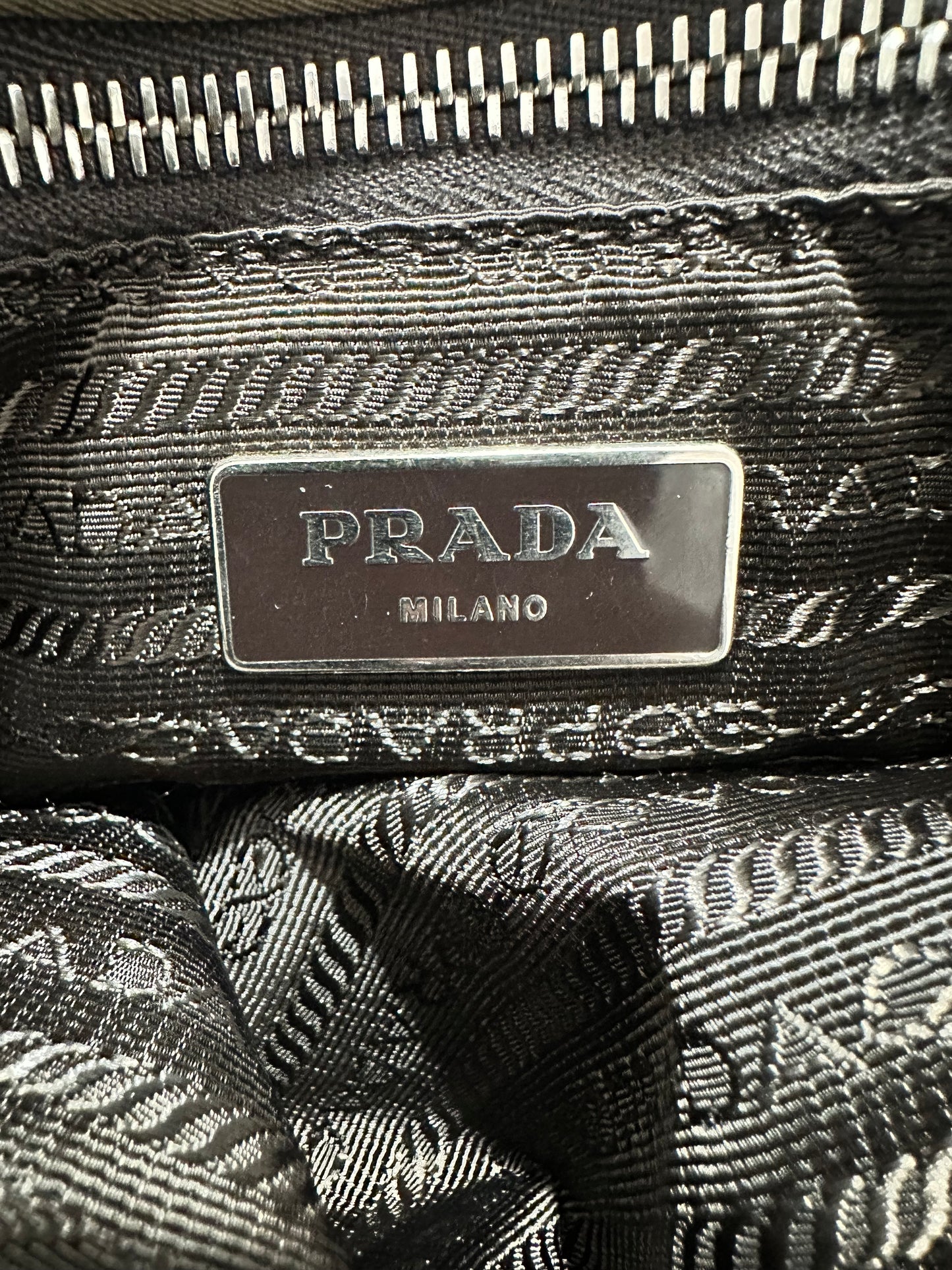 PRADA Tessuto Nylon Saffiano Logo Messenger Bag Olive Green