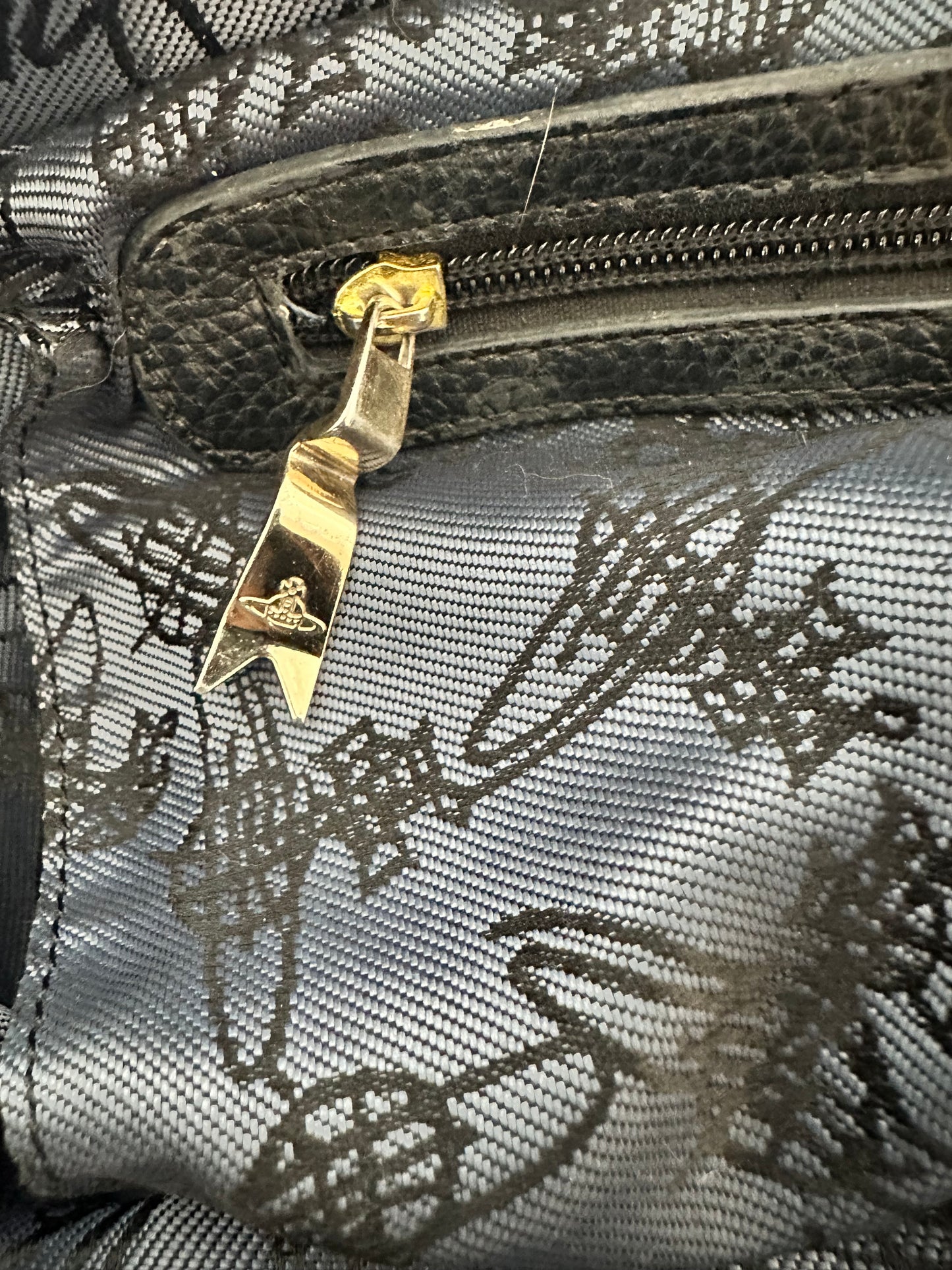 VIVIENNE WESTWOOD Black Gold canvas and Leather Tote