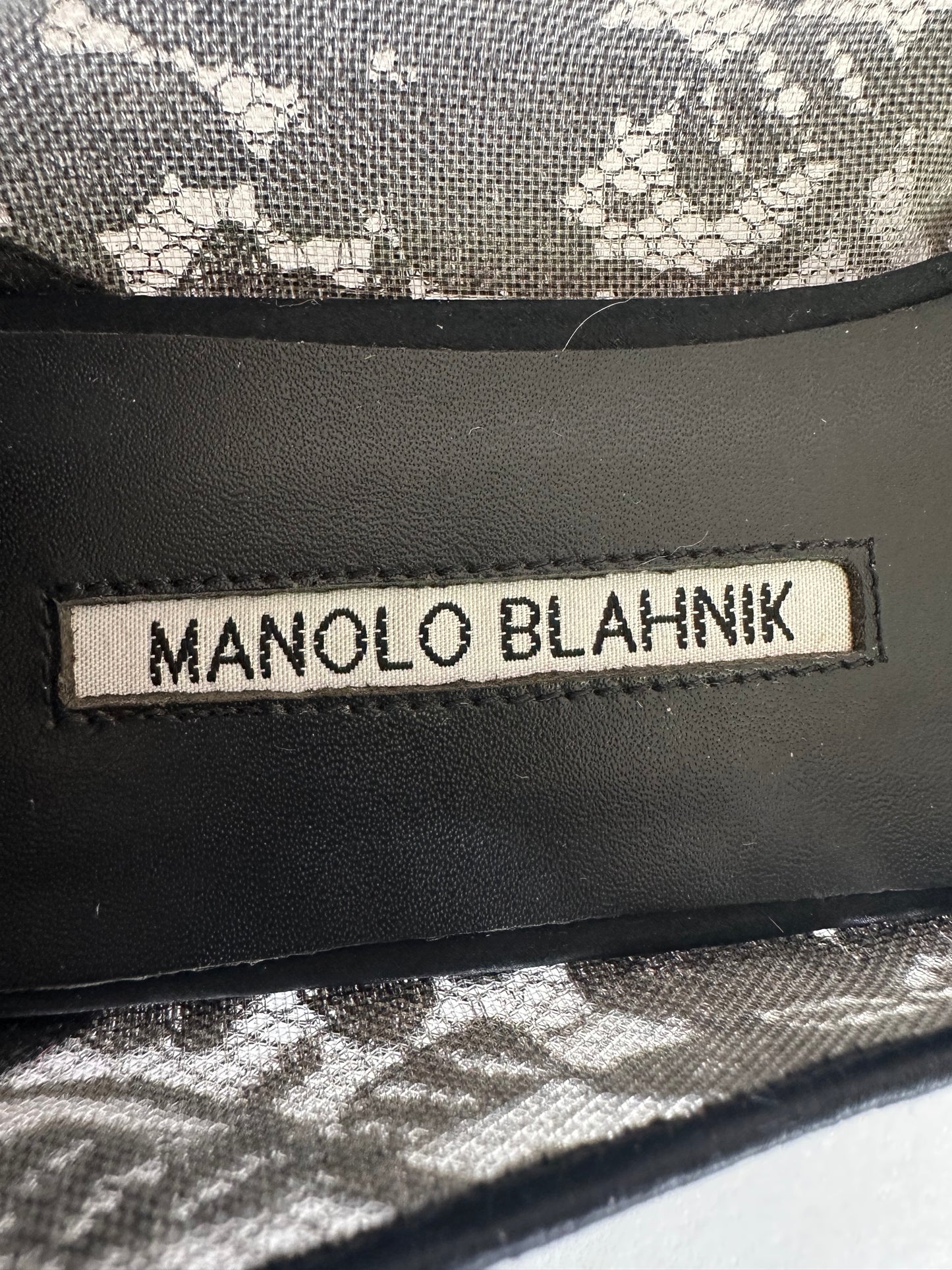 Manolo Blahnik Black Lace Hangisi Ballet Flats Size 37.5