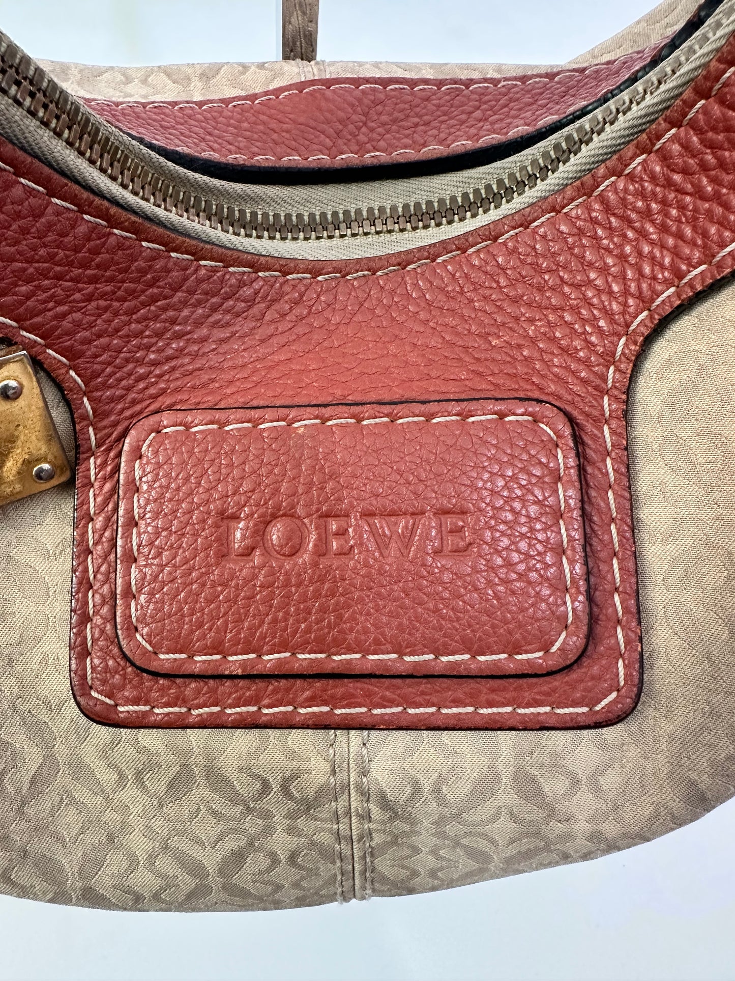 Loewe Brown Anagram Canvas Hobo Bag