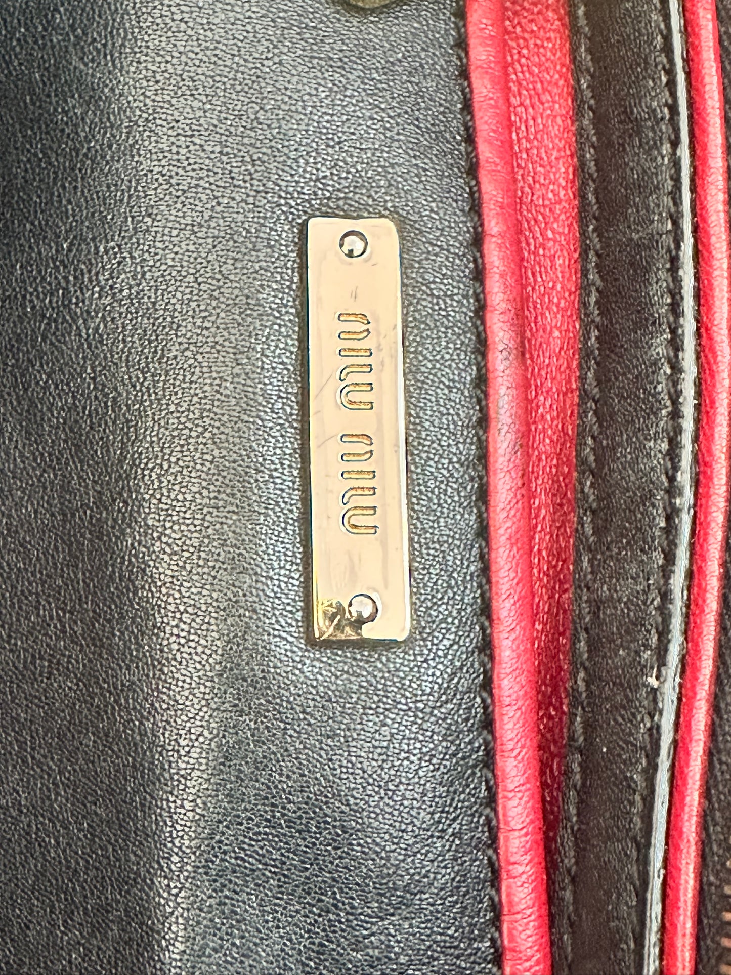 Miu Miu Black Soft Vitello Leather Bucket Shoulder Bag