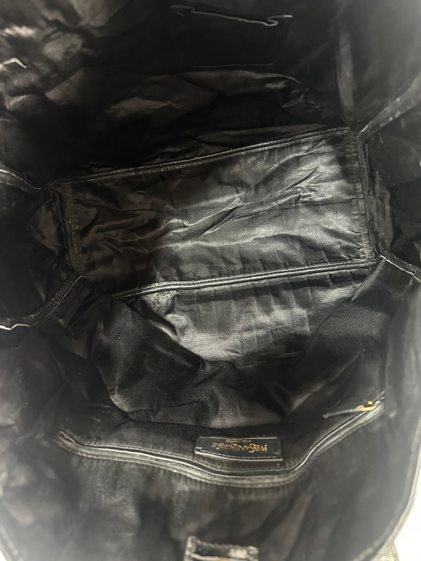 Yves Saint Laurent Black Croc-Embossed Raspail Tote