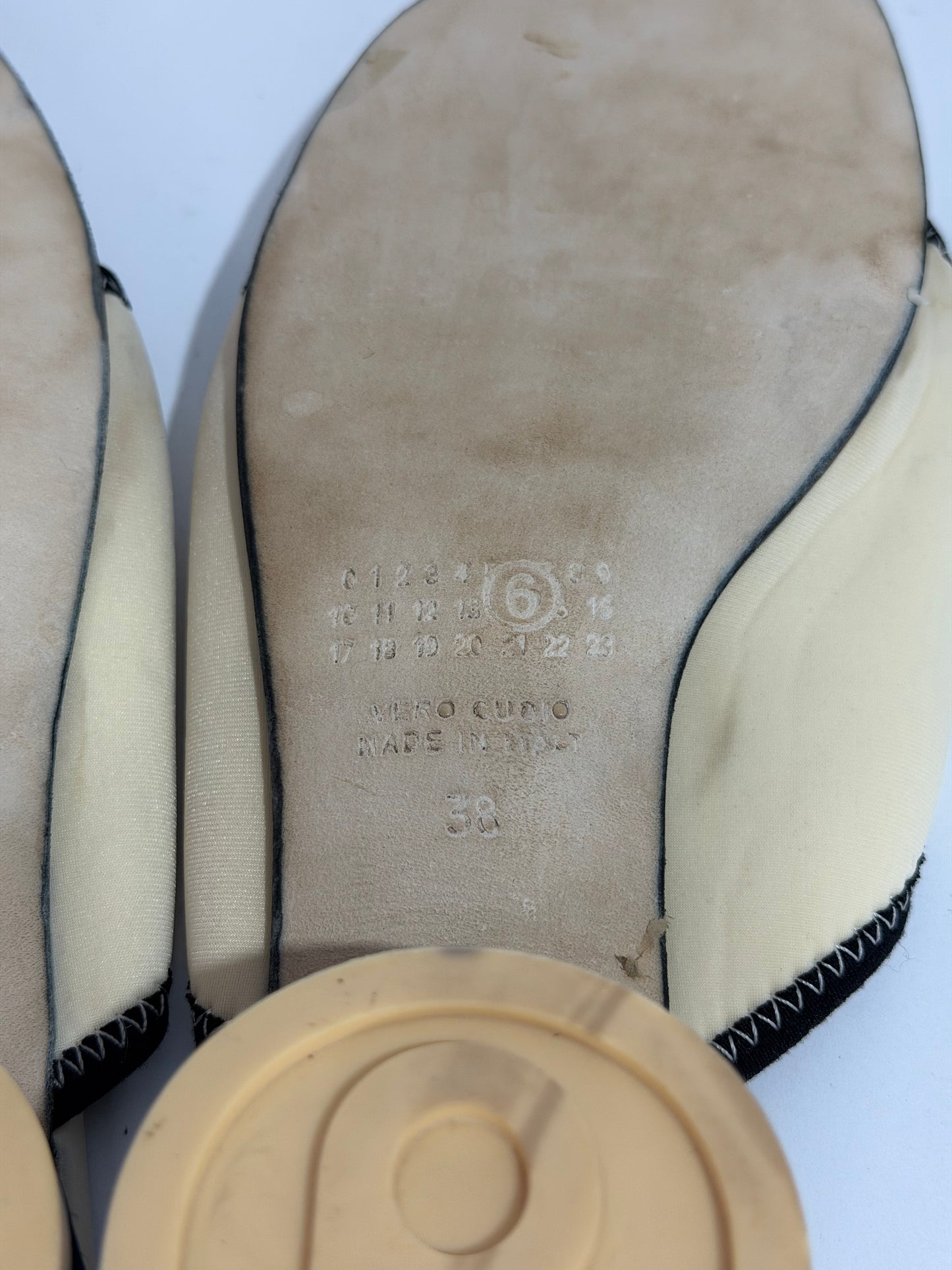 MM6 Maison Margiela cream Scuba Lyrca Heeled Sandals