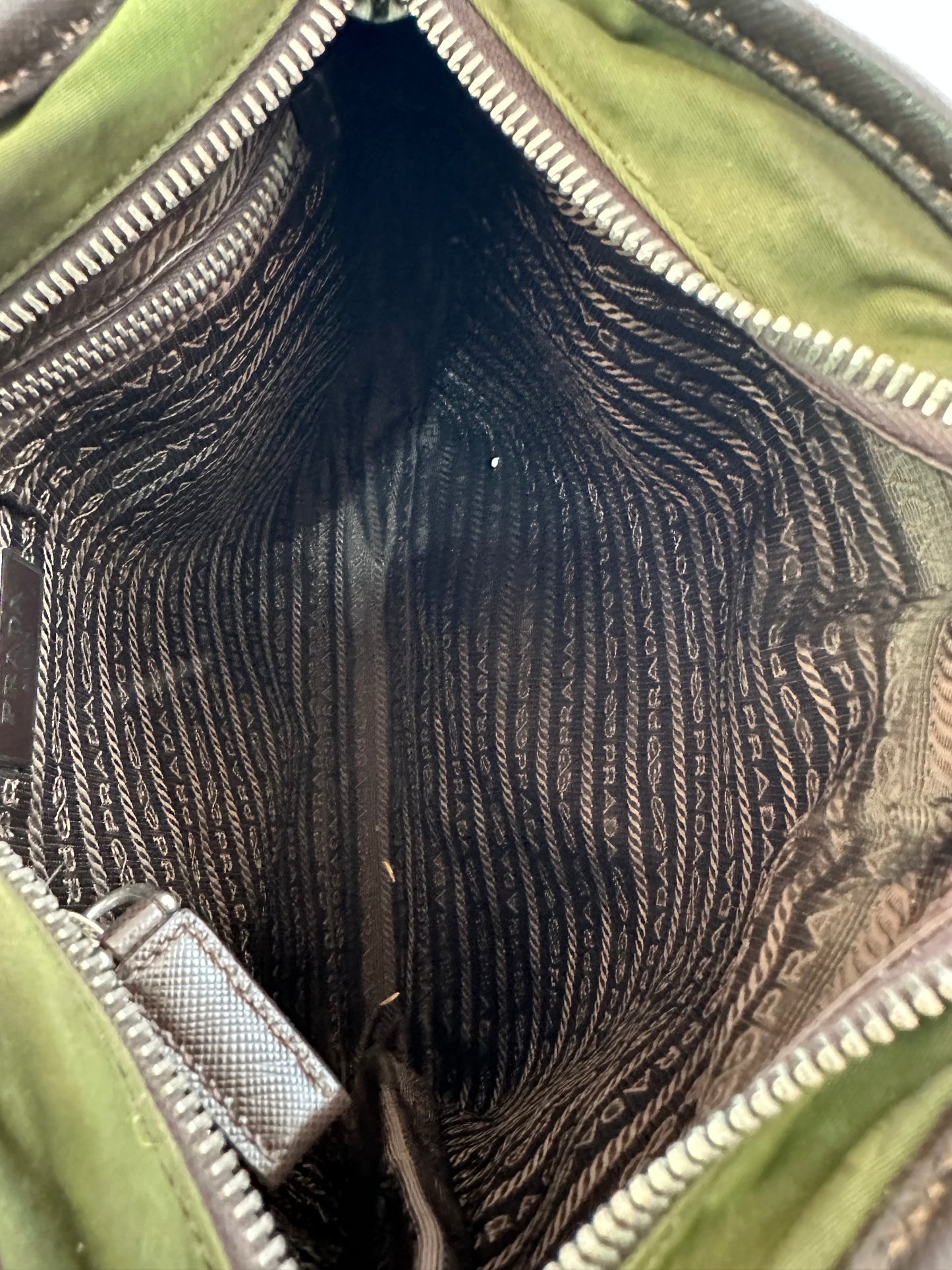 PRADA Tessuto Nylon Flat Messenger Bag Green