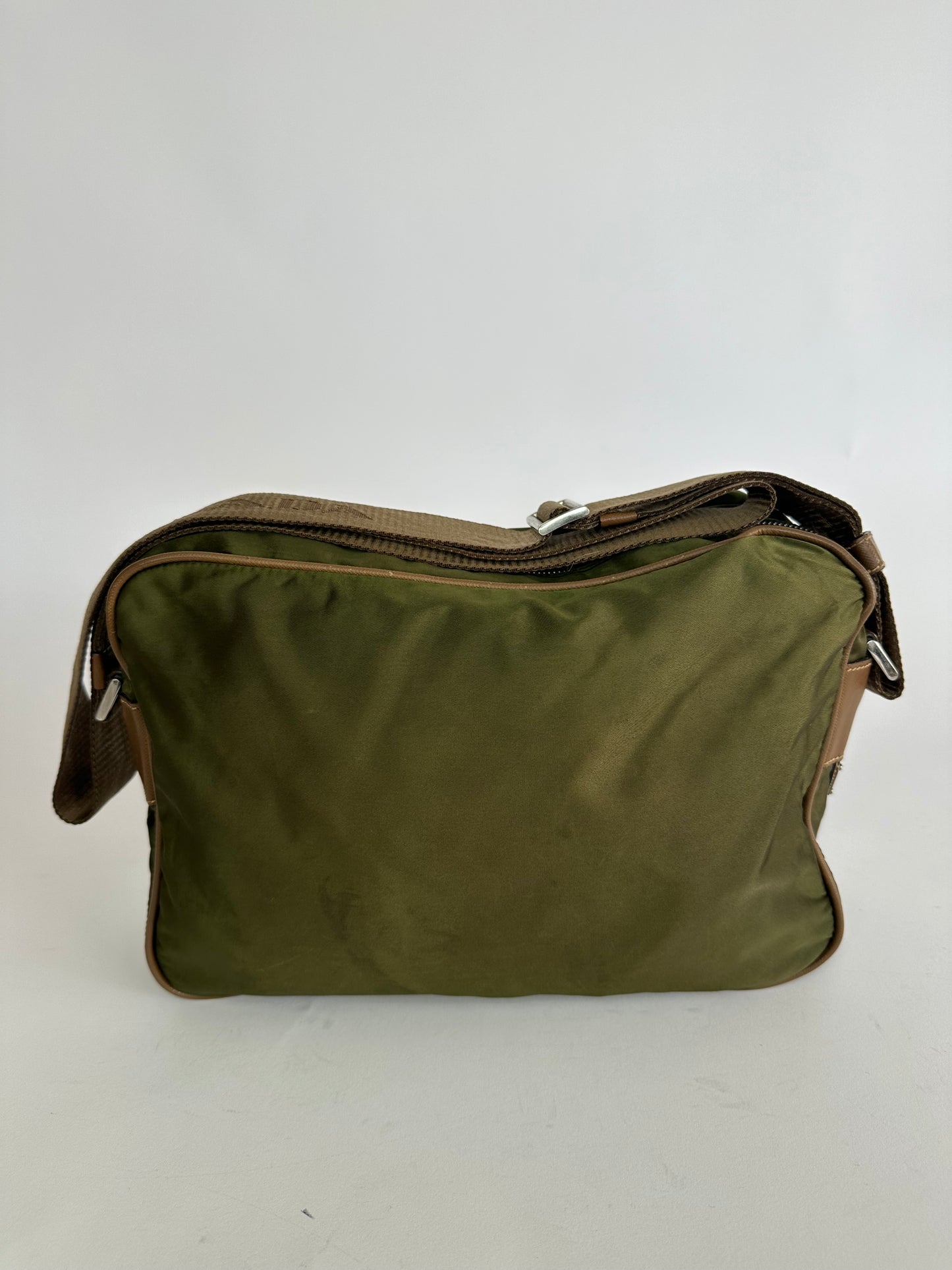 PRADA Tessuto Nylon Flat Messenger Bag Green