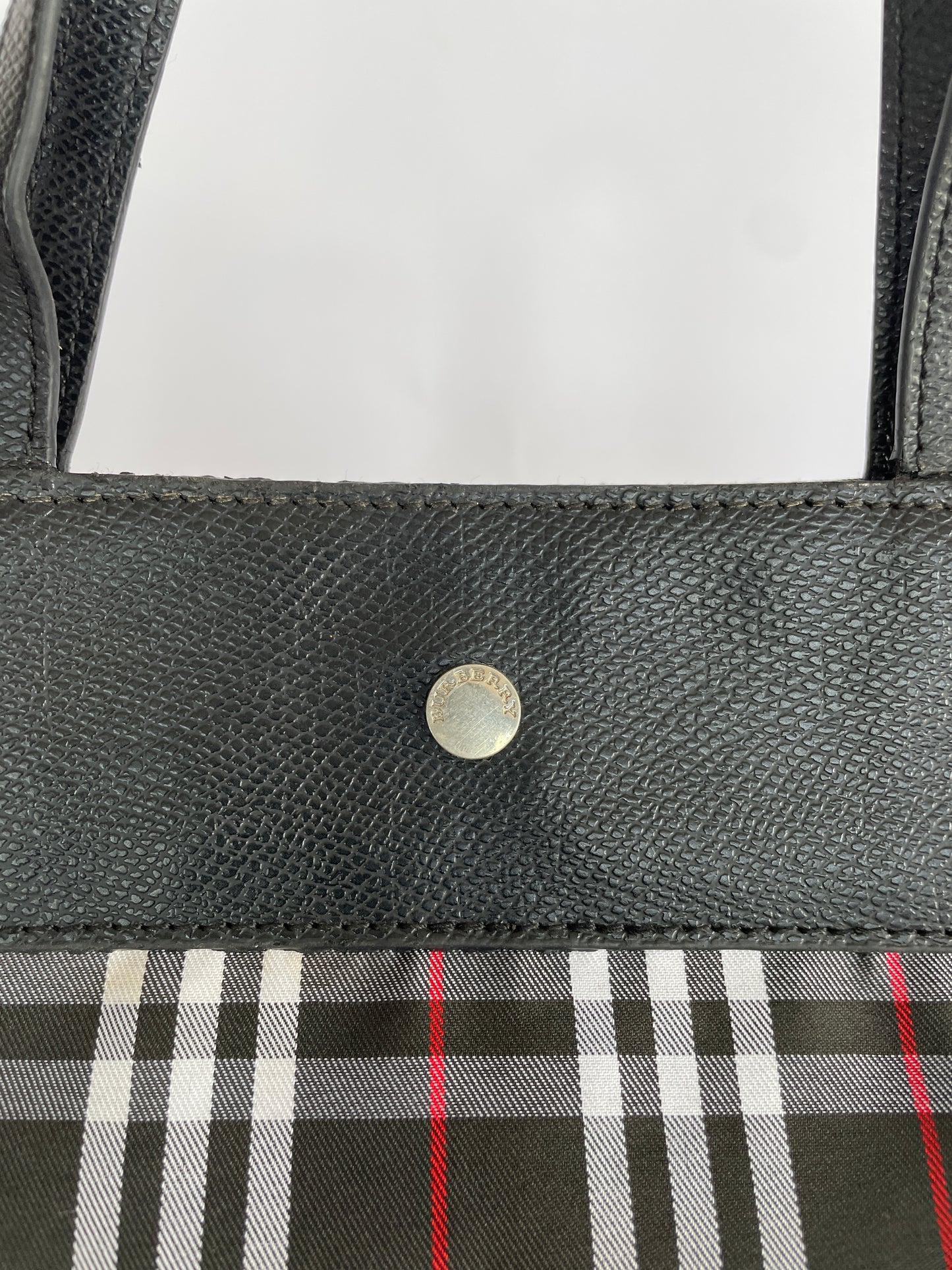 BURBERRY Nova Check Blue Label Hand Bag Nylon Black