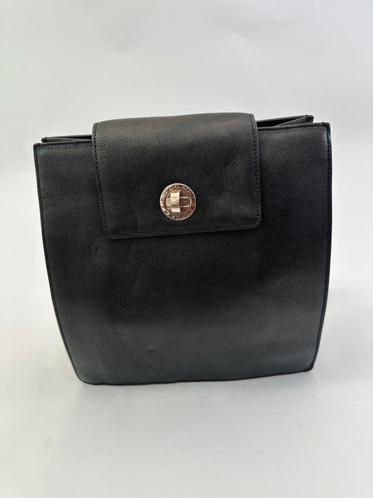 Bvlgari Black Leather Accordion Backpack