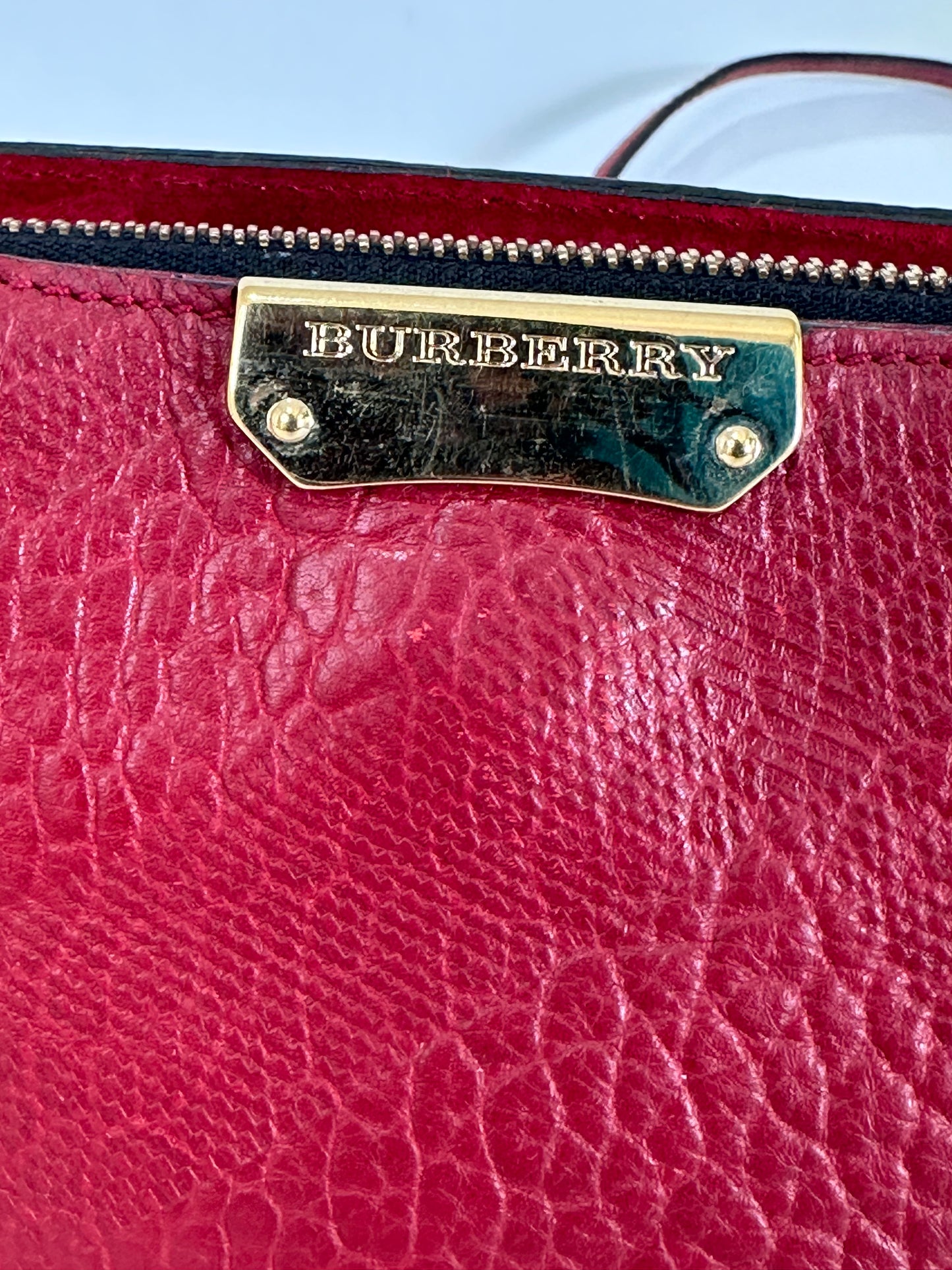 BURBERRY Magenta Embossed Check Leather Chichester Crossbody Bag