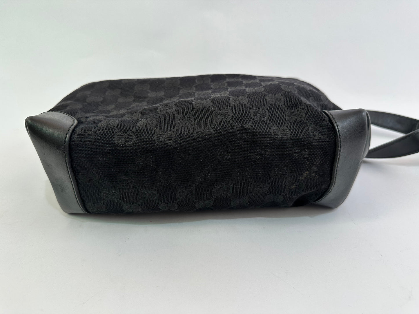GUCCI Gucci GG Canvas Sherry Line Shoulder Bag Leather Black