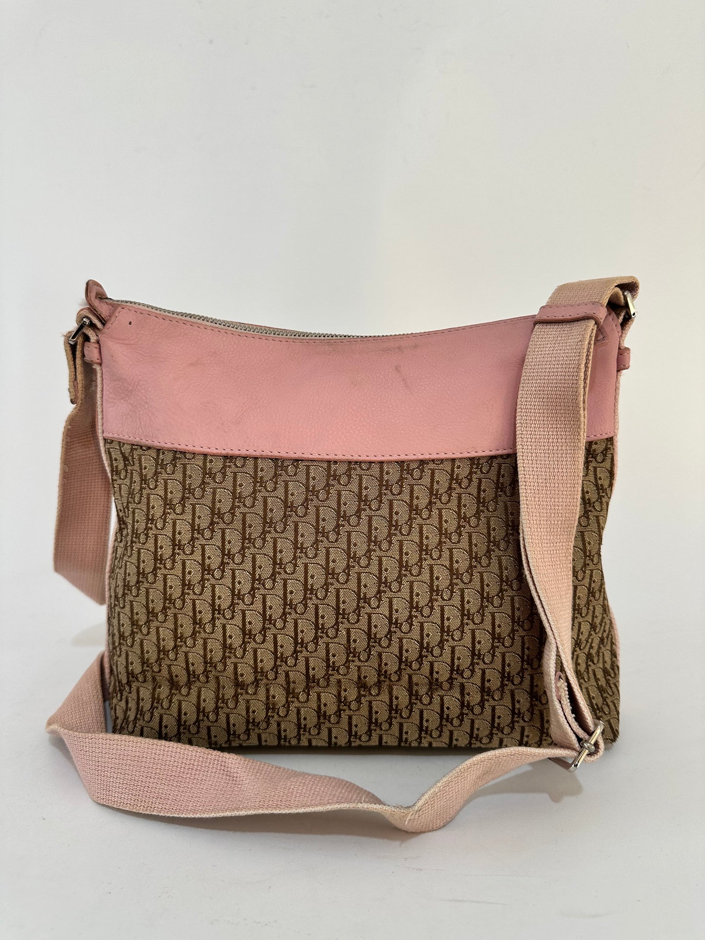 Dior Brown Oblique Canvas Crossbody Bag Pink Beige