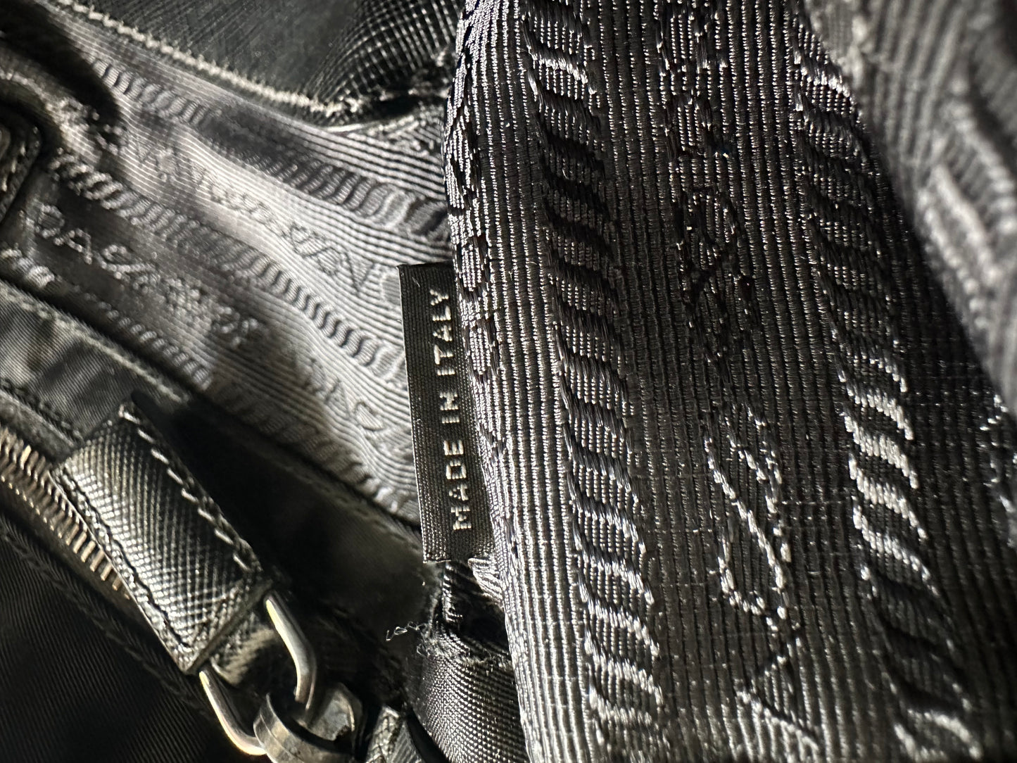 PRADA Tessuto Nylon Saffiano Logo Messenger Bag Black