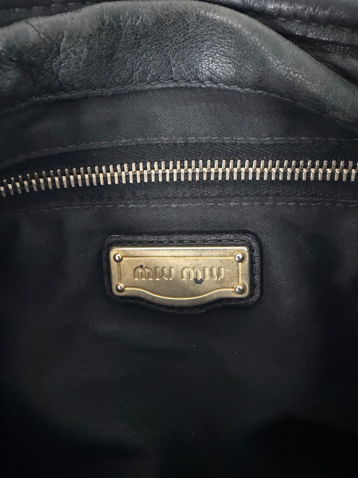 Miu Miu Black Coffer Matelasse Leather Hobo