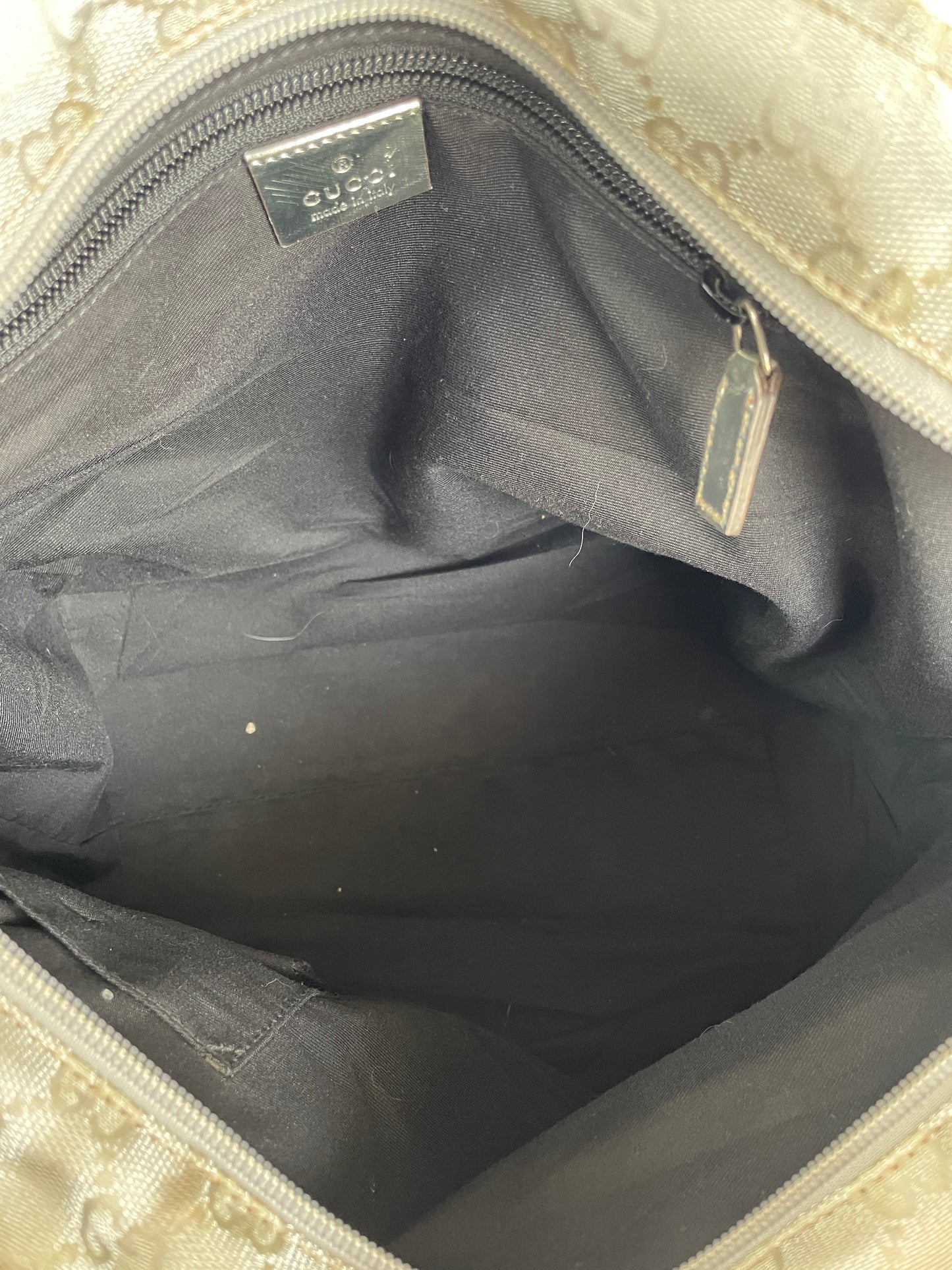 GUCCI GG Monogram Medium Web Handle Bucket Tote Silver