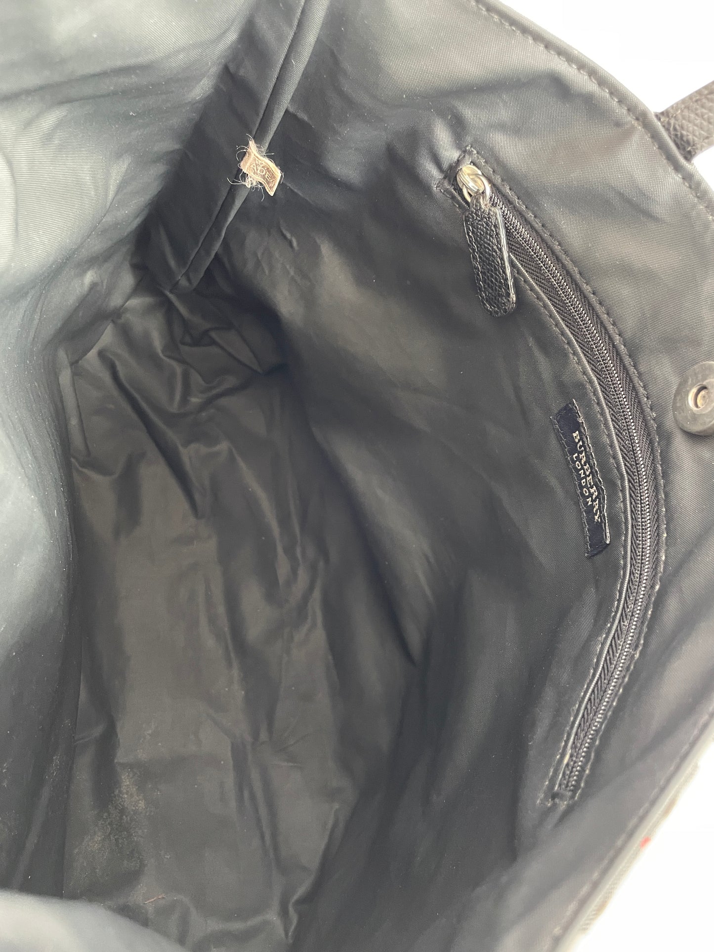 BURBERRY Nova Check Blue Label Hand Bag Nylon Black