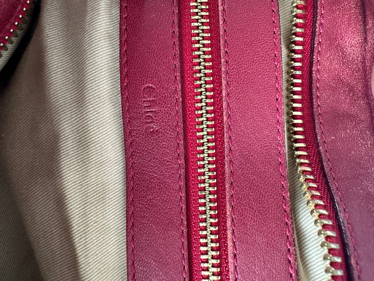 CHLOE Calfskin Small Ethel Satchel Burgundy