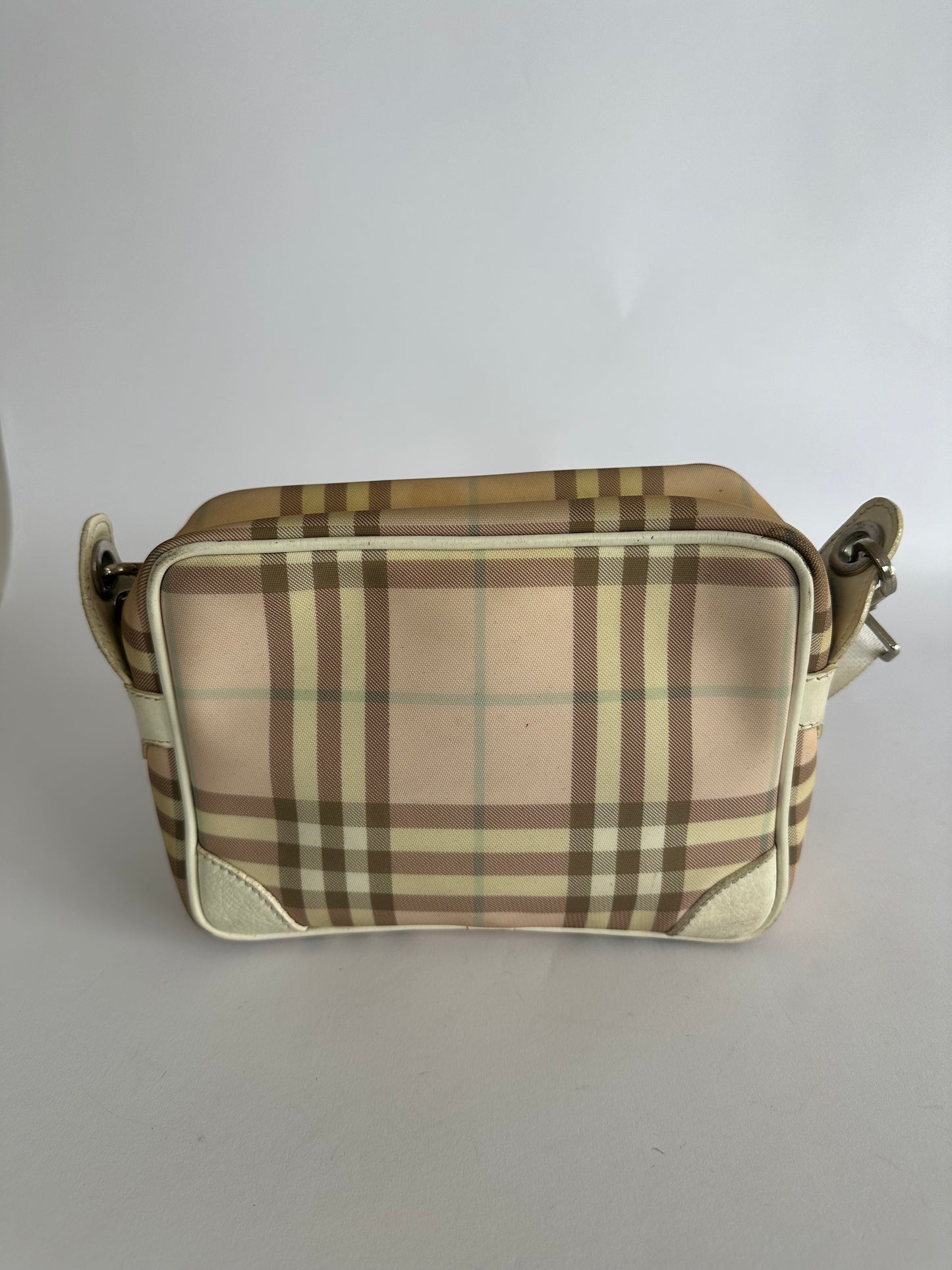 Burberry Pink/Grey House Check Coated Canvas Messenger Bag