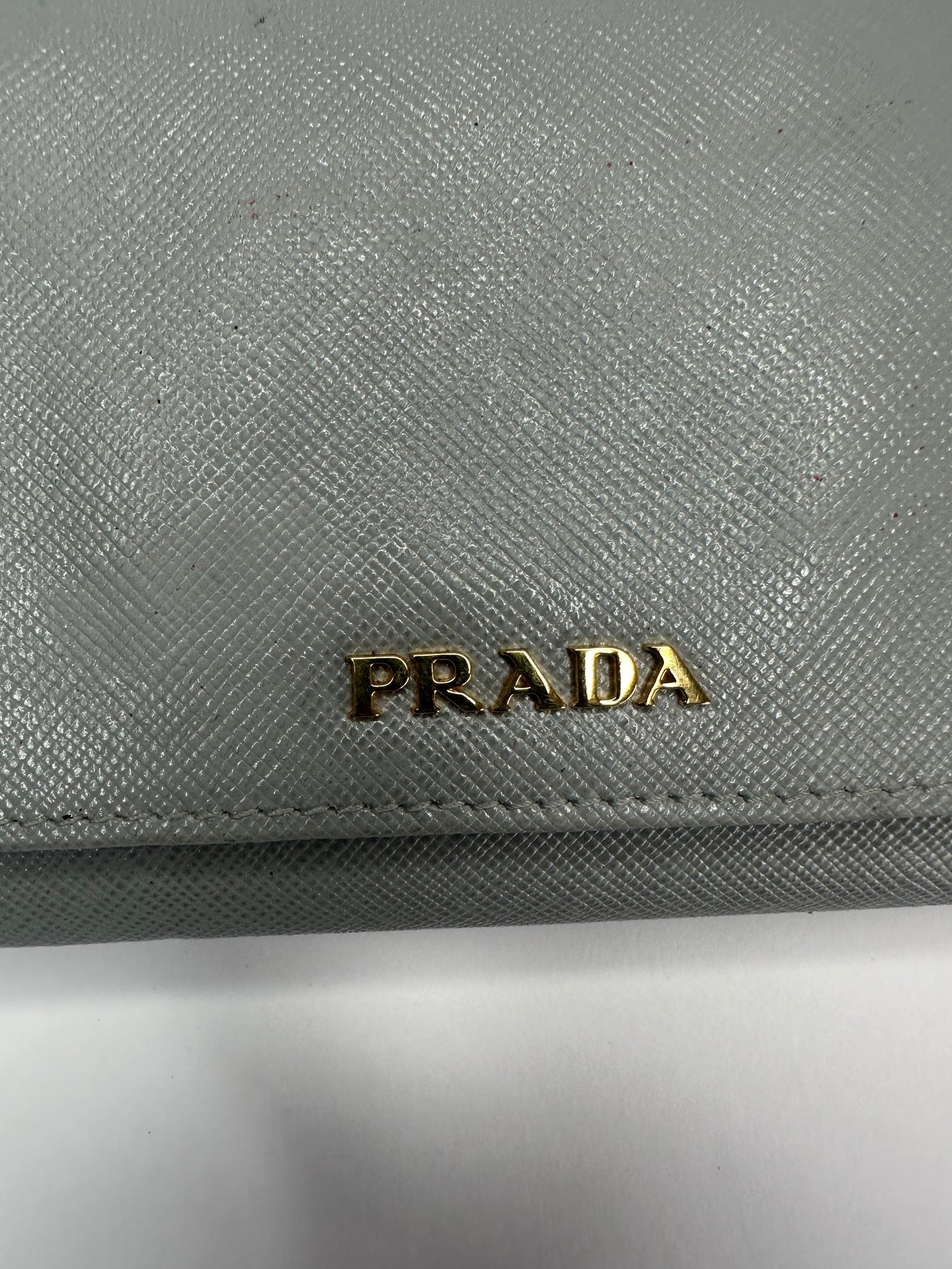 Prada Beige Saffiano Lux Leather Flap Continental Wallet