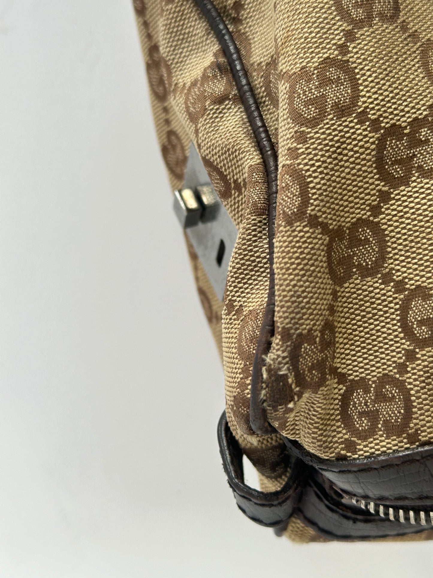 GUCCI
Monogram Vintage Web Mini Boston Dark Brown