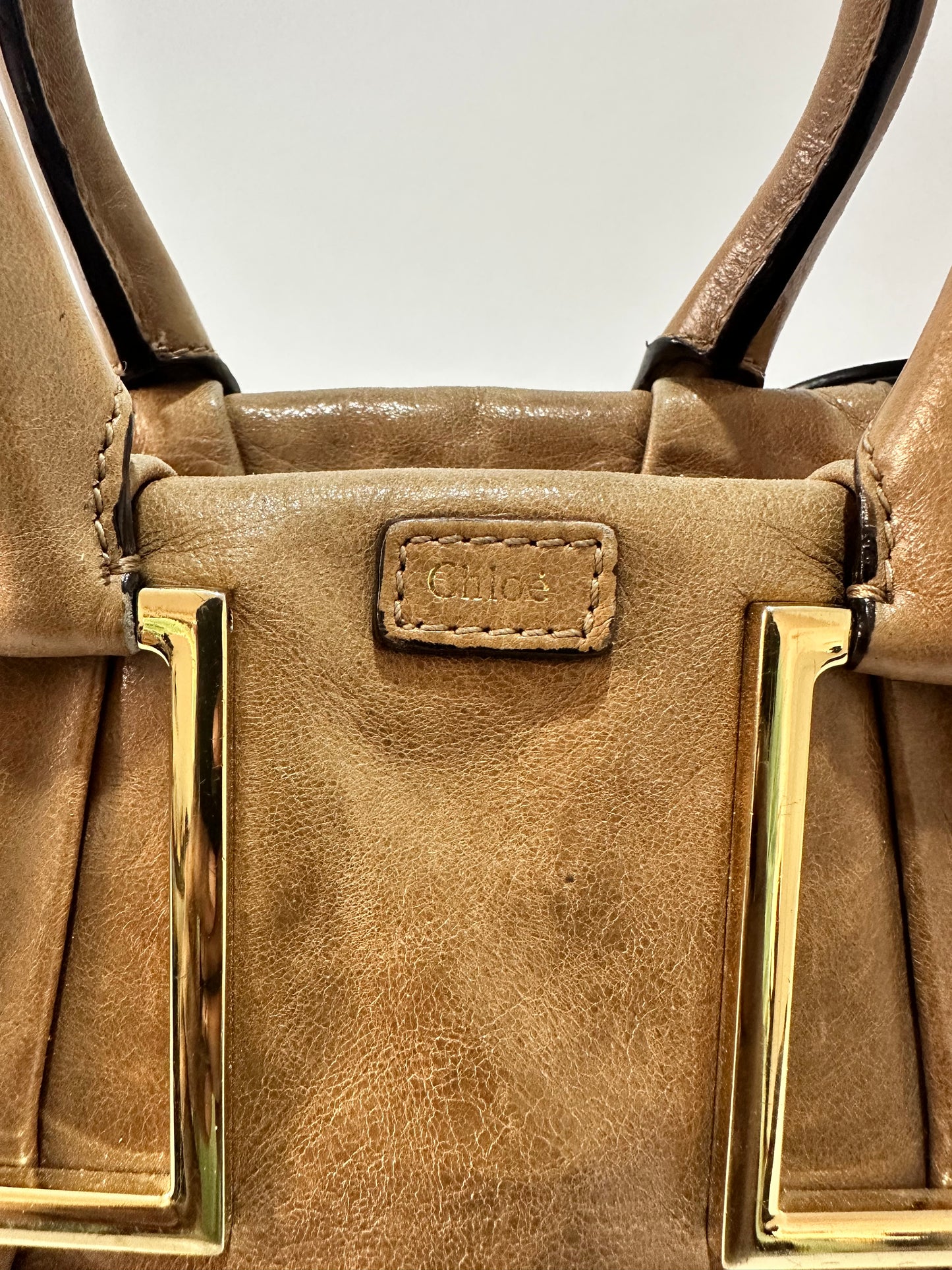 Chloe Metallic Brown Leather Small Ethel Satchel
