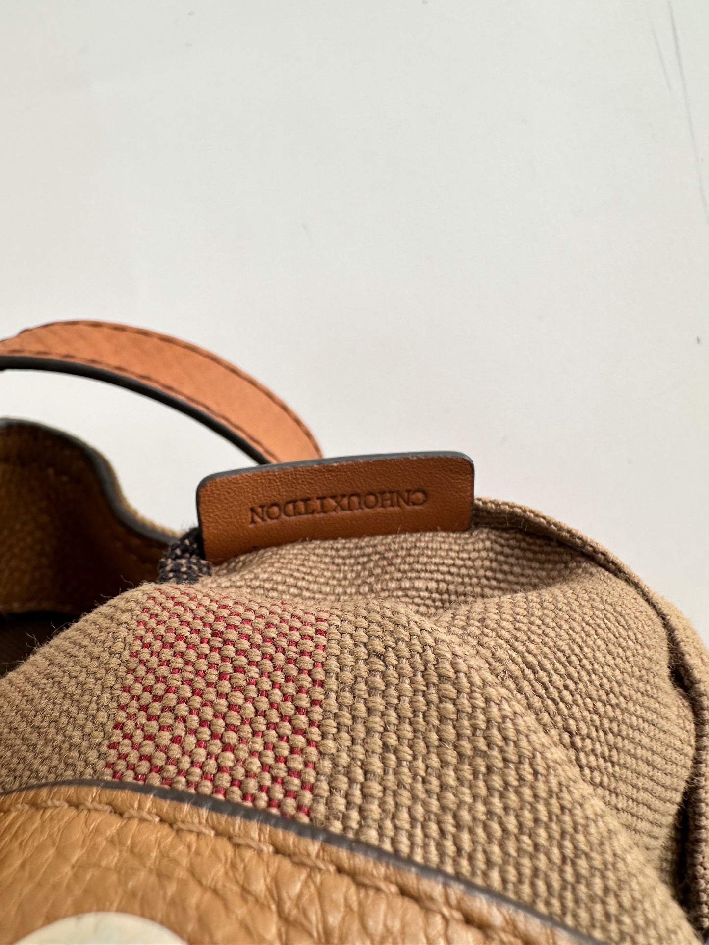 BURBERRY Canvas Mega Check Mini Ashby Tassel Crossbody Brown