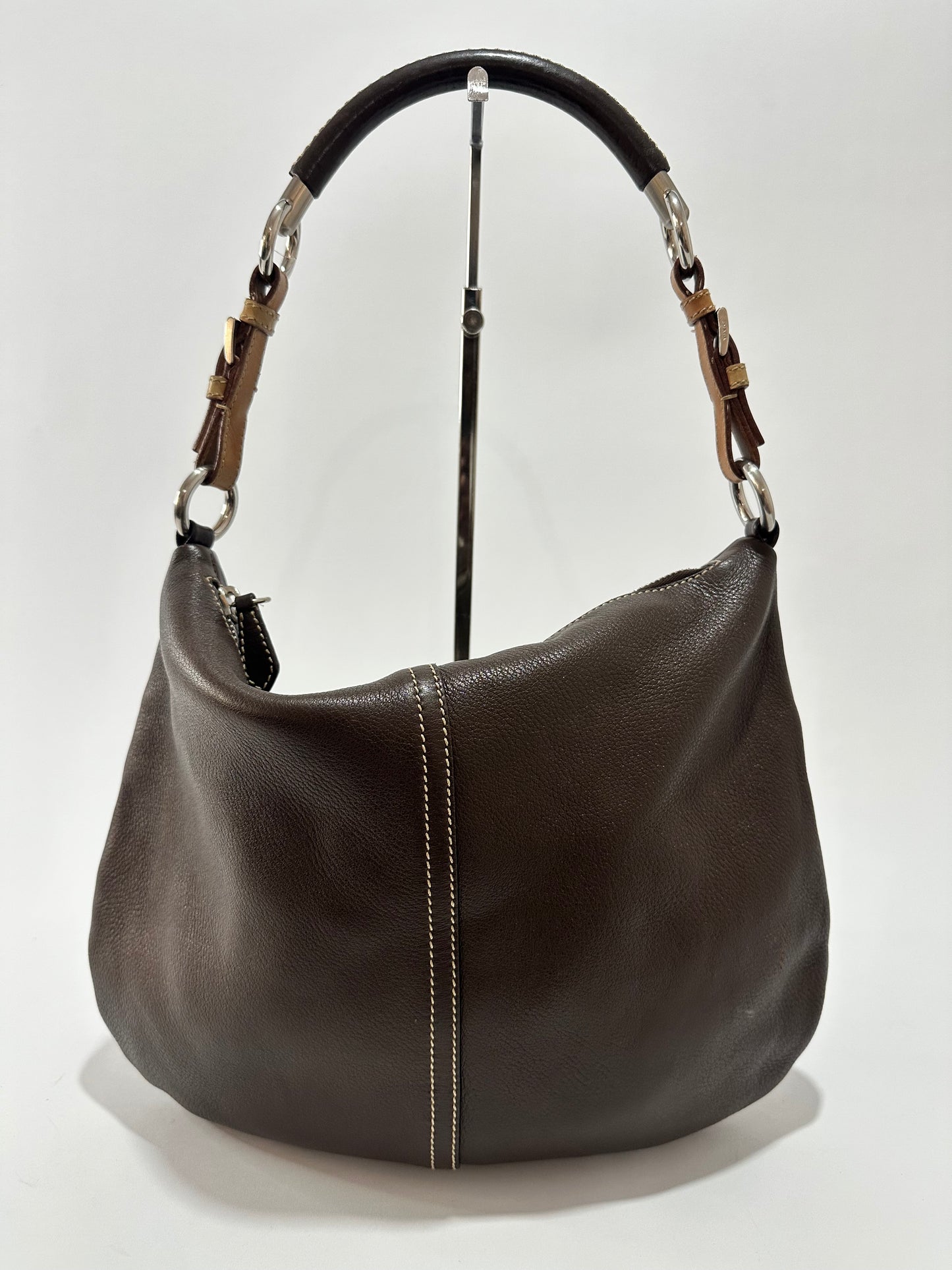 Prada Brown Vitello Daino Shoulder Bag Dark brown