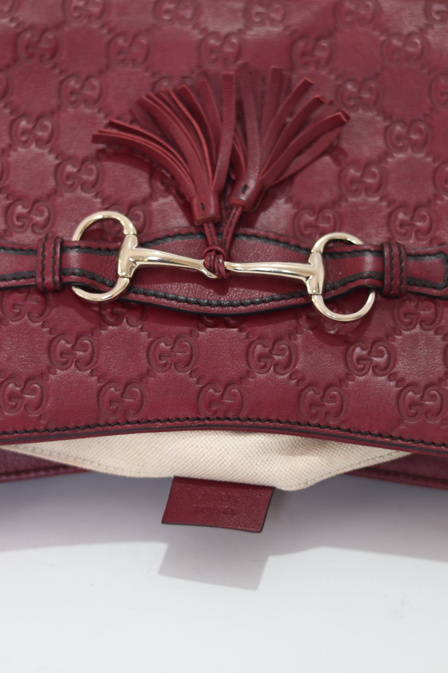 Gucci Dark Red Guccissima Leather Medium Emily Chain Shoulder Bag