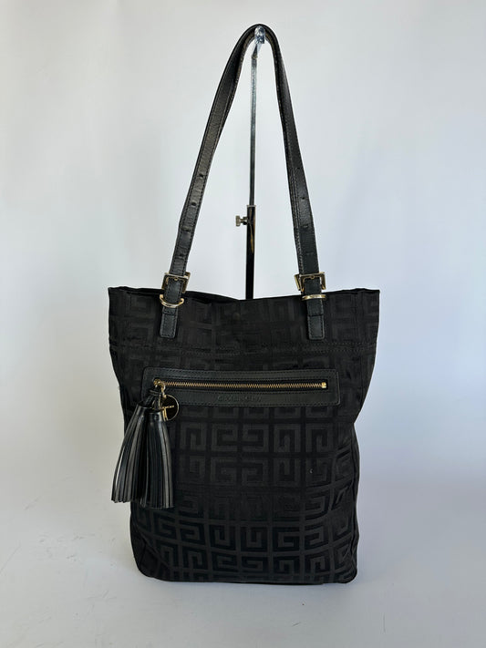 GIVENCHY Black Signature Canvas Small Vertical Tassel Tote