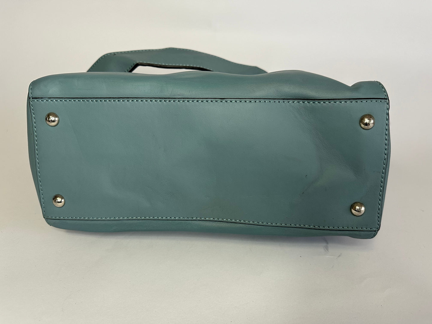 FENDI Blue Smooth Calfskin Leather Dotcom Satchel Bag