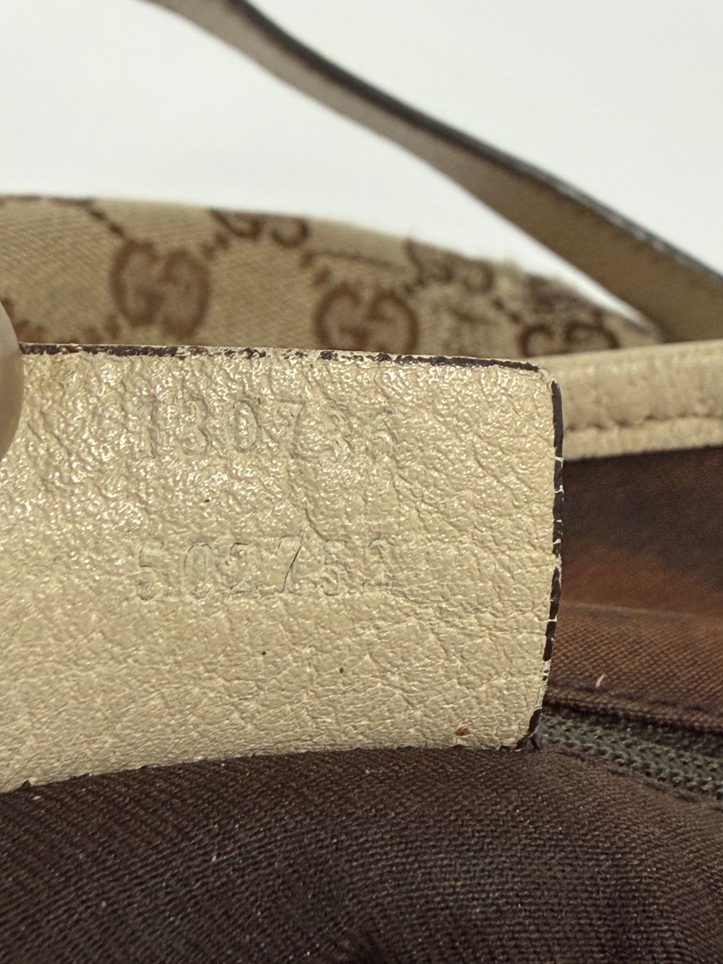 Gucci Beige/White Blue GG Canvas and Leather Abbey Tote