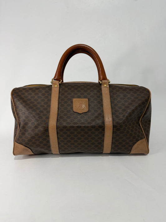 Celine Brown Triomphe Coated Canvas Large Voyage Duffle Bag