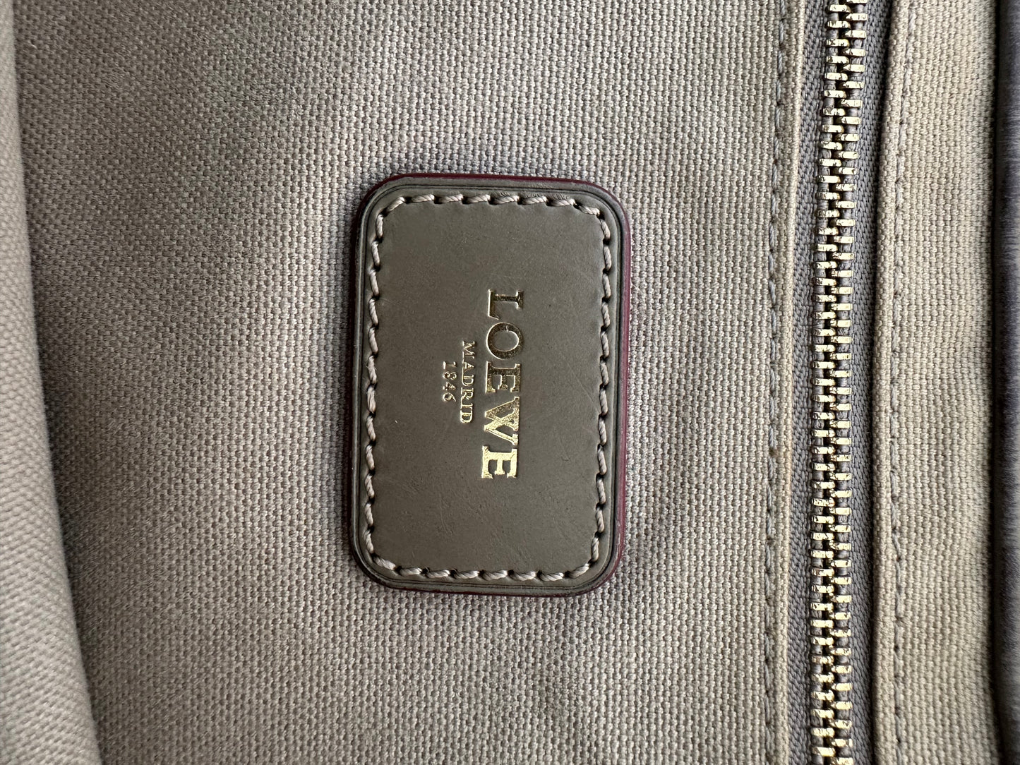 LOEWE Grey Anagram Logo Canvas and Leather Tote