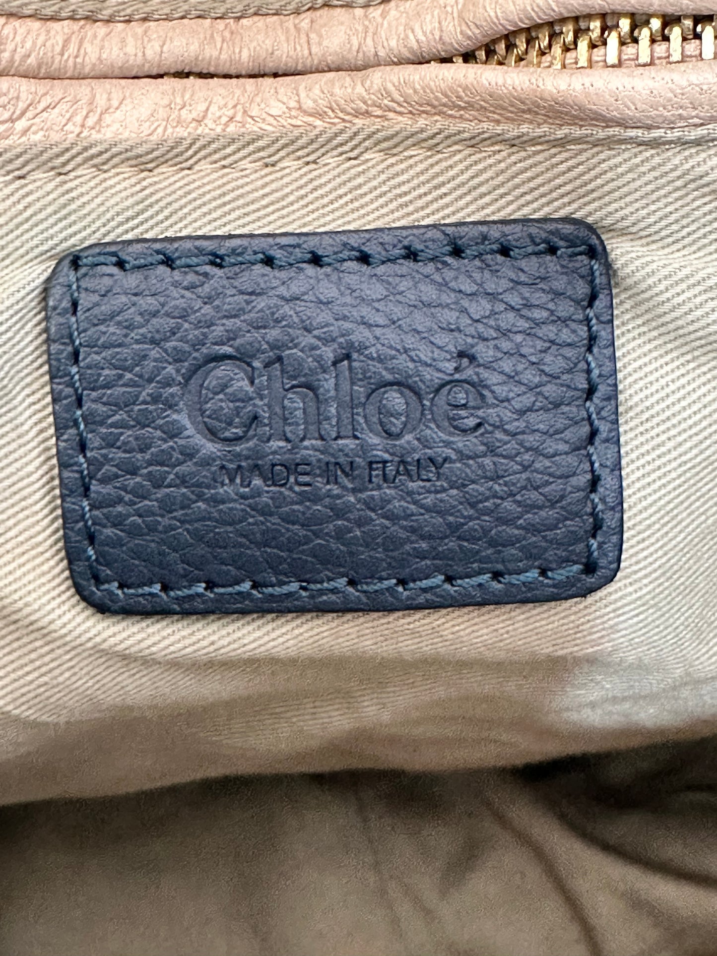 Chloe Navy Blue Leather Medium Paraty Shoulder Bag