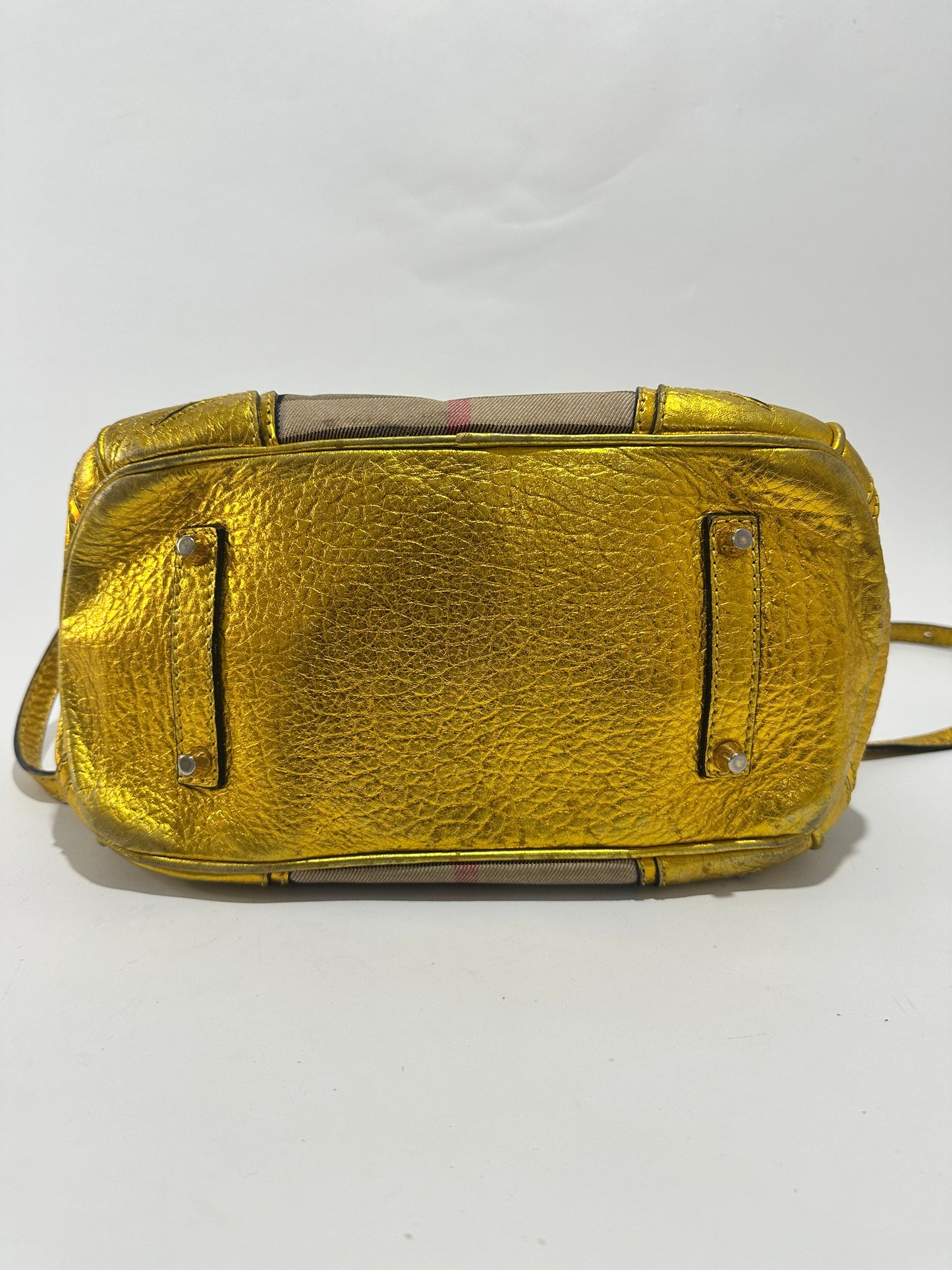 Burberry Beige/Gold Nova Check Canvas and Leather Blaze Satchel