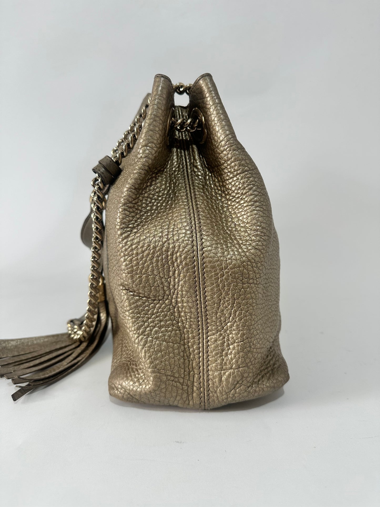 Gucci Gold Pebbled Leather Medium Soho Tote