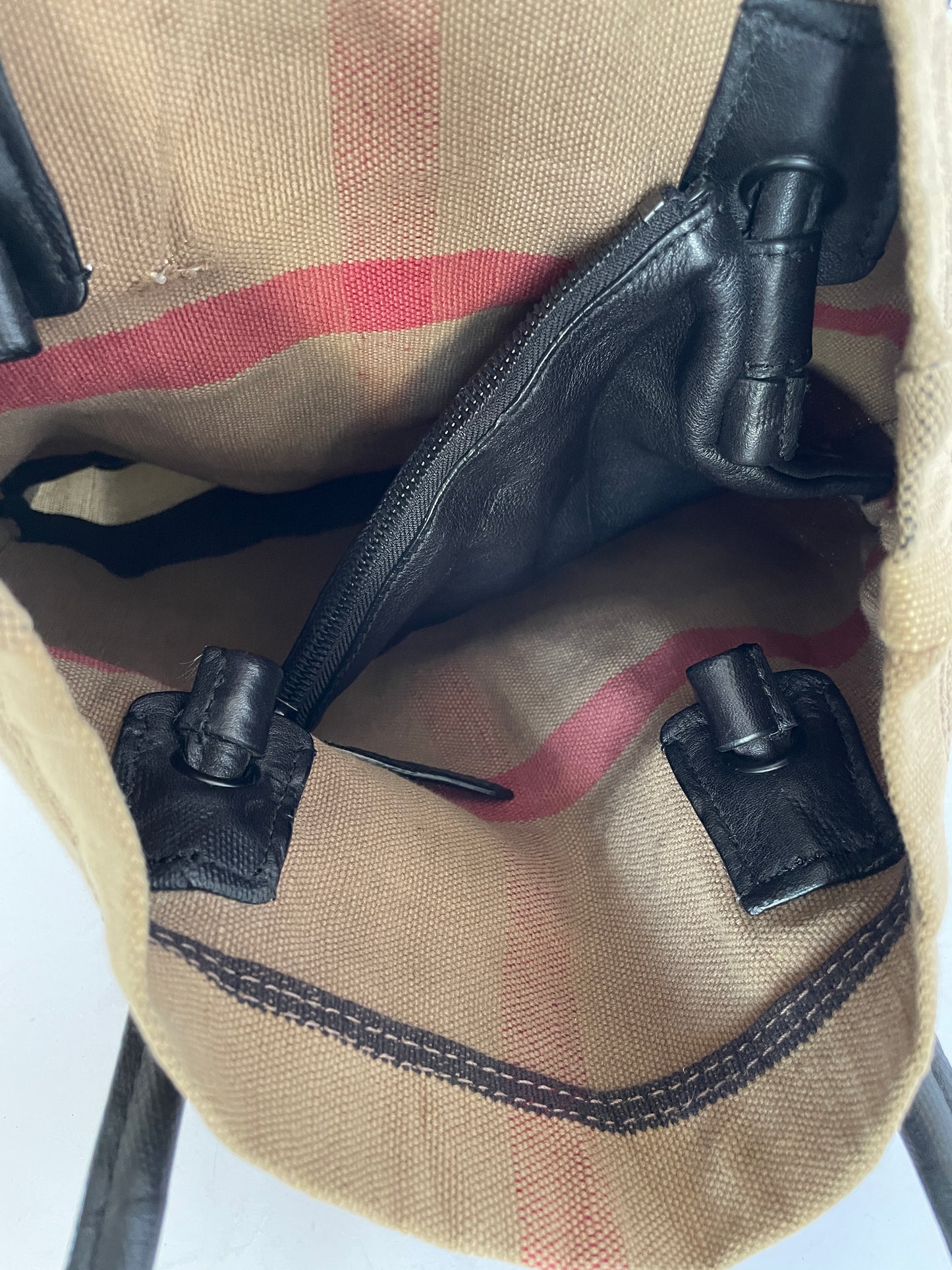Burberry Canvas Burlap Shoulder Bag.