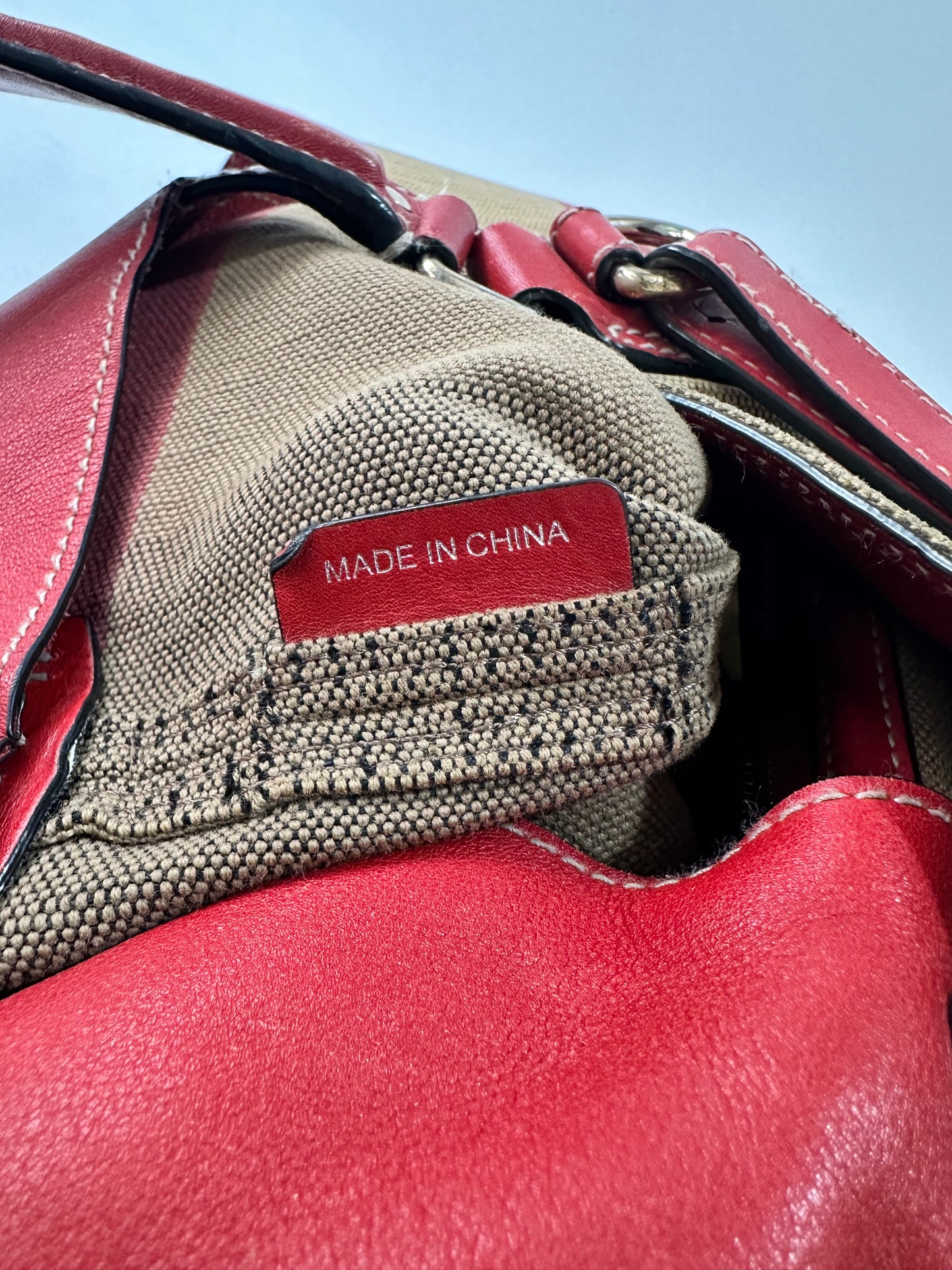 BURBERRY Canvas Mega Check Medium Ashby Hobo Saddle