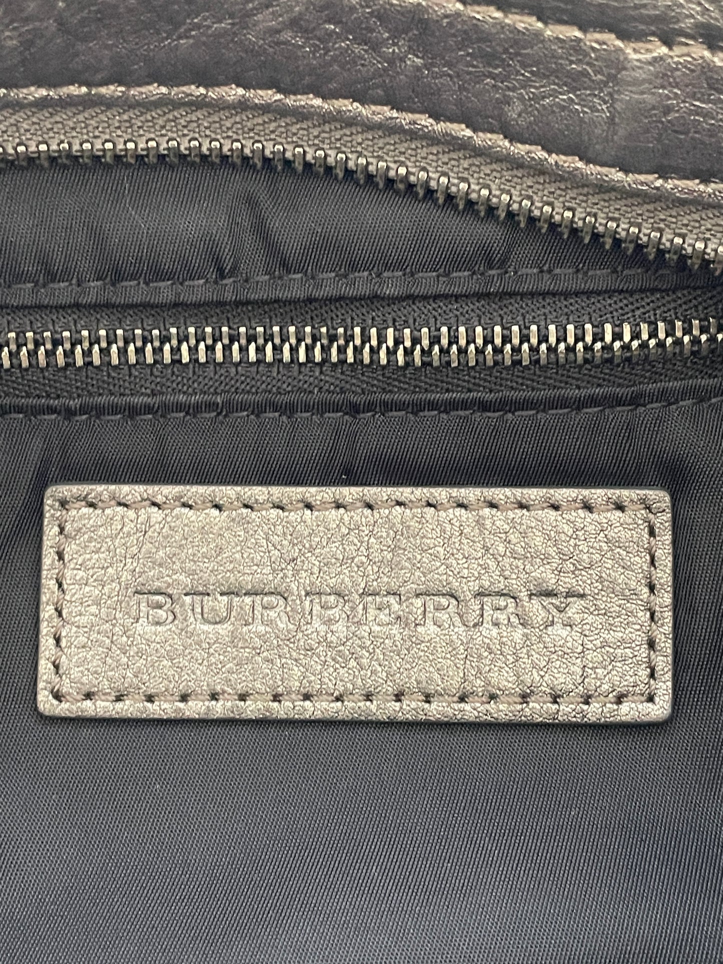 Burberry Grey Smoked Check PVC and Leather Hobo