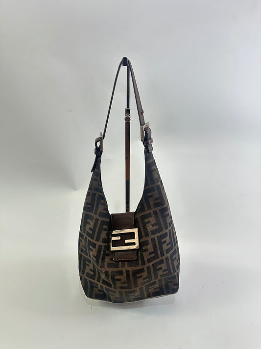 FENDI Zucca Canvas Mamma Baguette Shoulder Bag