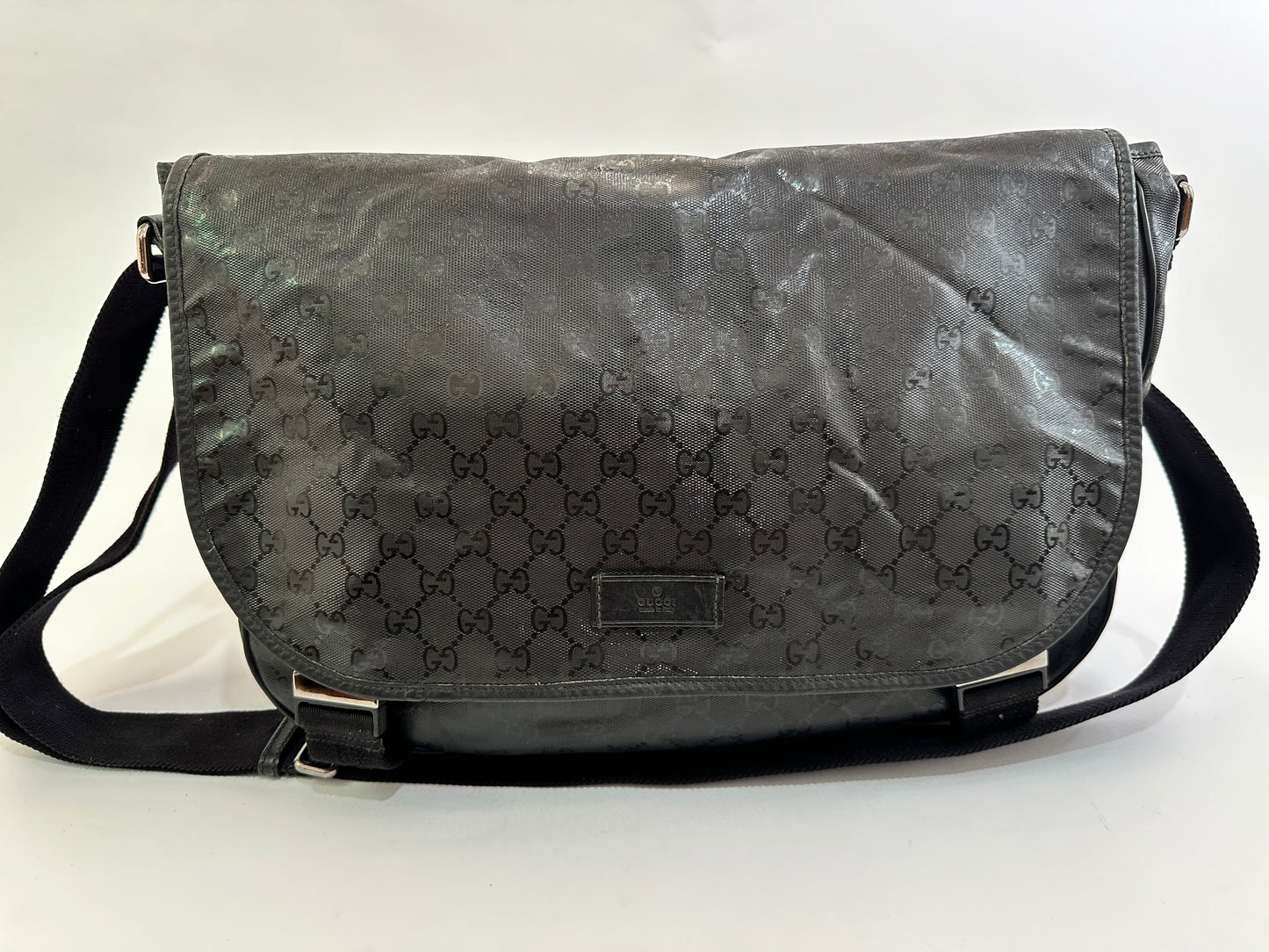Gucci Double Buckle Messenger Bag GG Imprime Large