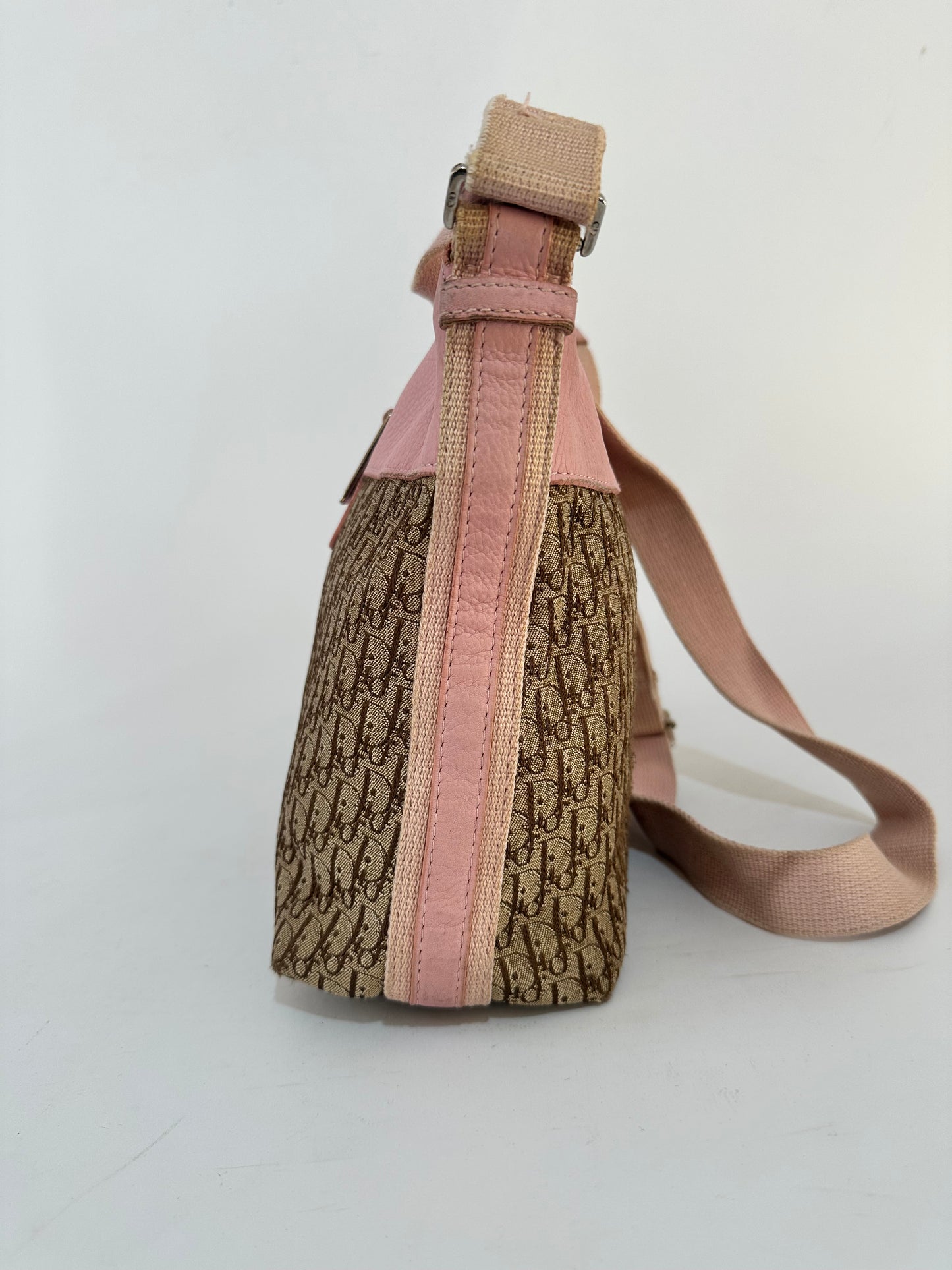 Dior Brown Oblique Canvas Crossbody Bag Pink Beige