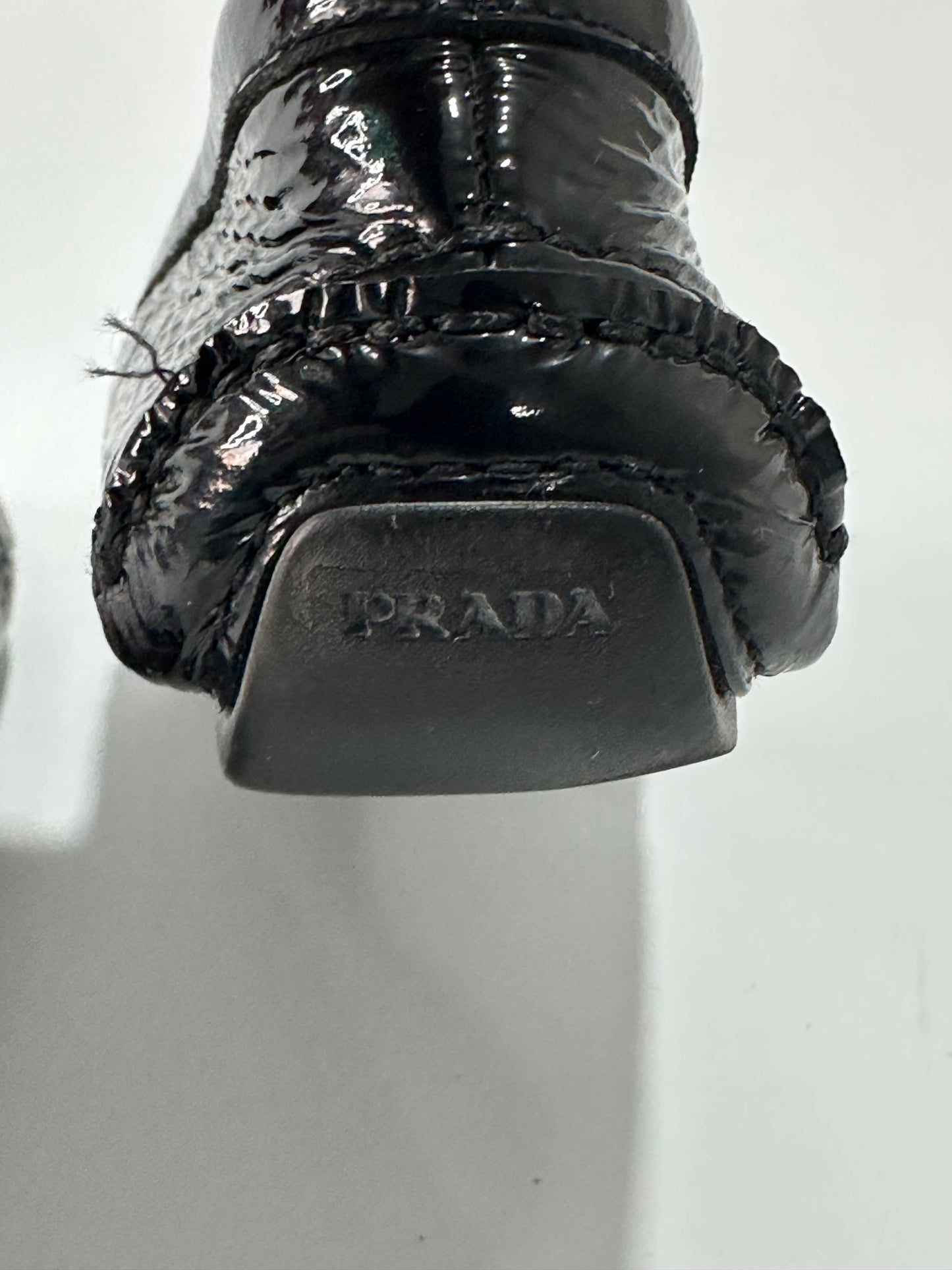 Prada Black Patent Leather Slip on Loafers Size 36.5 EU/ 6.5 US/ 3.5 UK