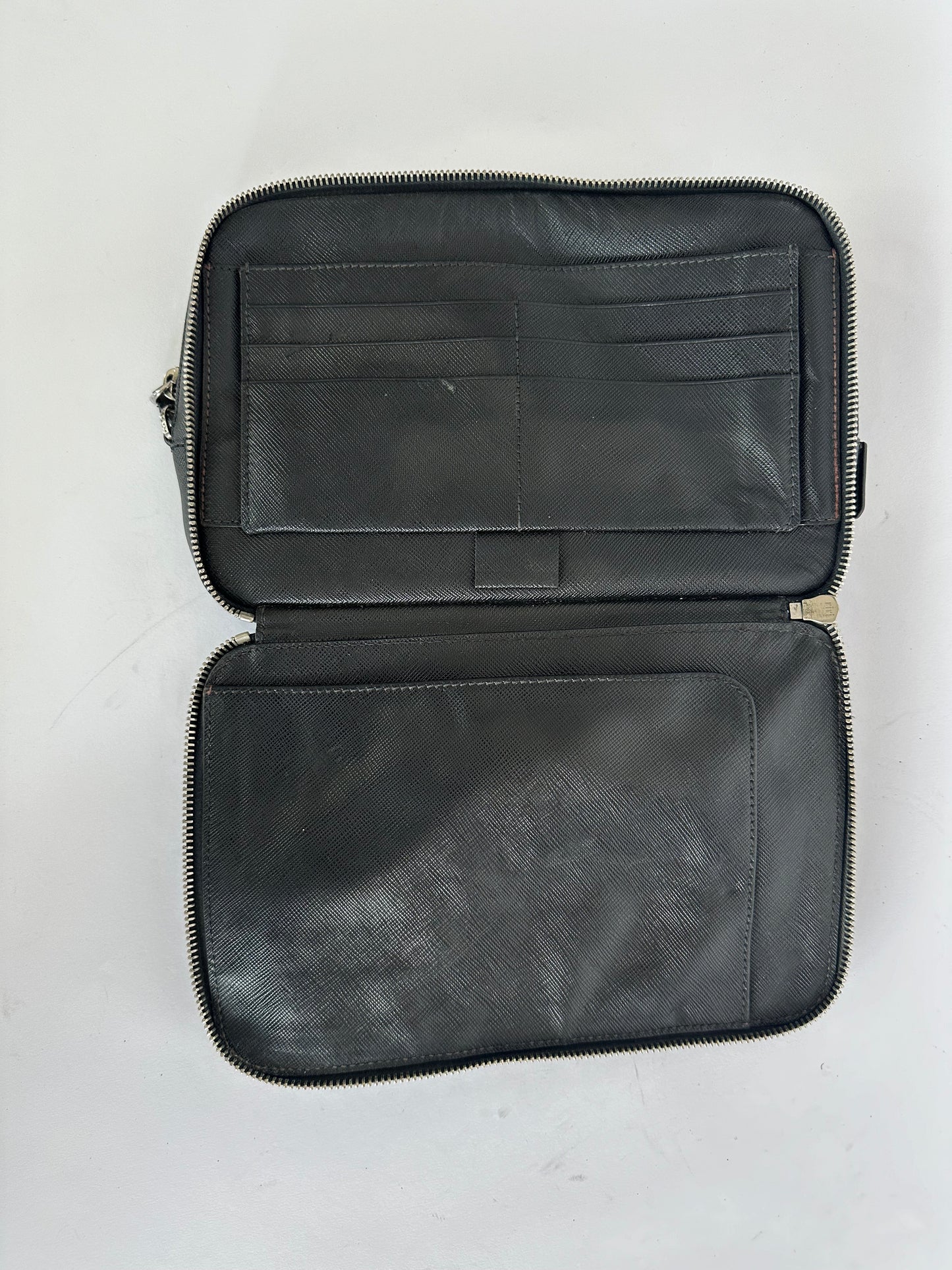 PRADA Black Leather Travel Clutch
