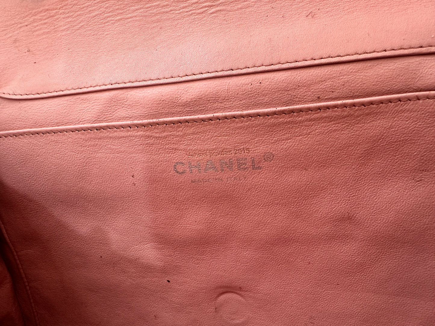 Chanel Beige Quilted Patent Leather Classic Flap Shoulder Bag