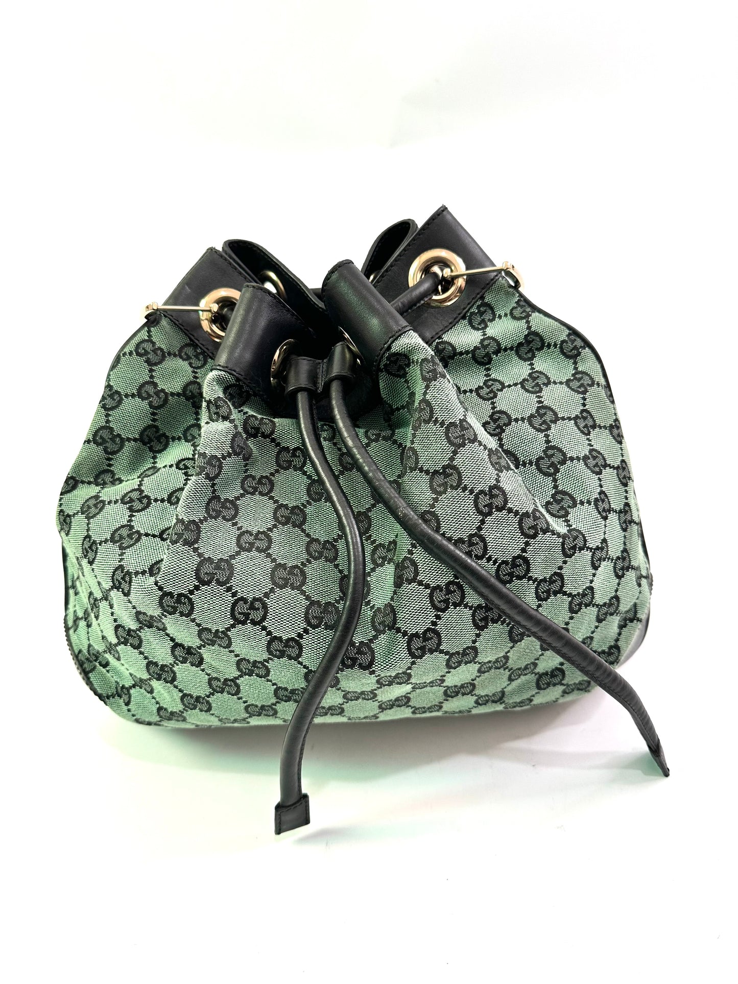 GUCCI
Monogram Drawstring Shoulder Bag Green