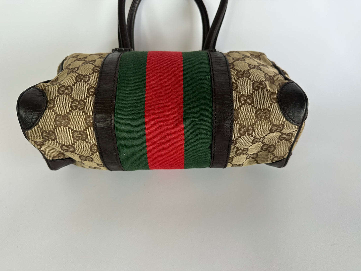 GUCCI
Monogram Vintage Web Mini Boston Dark Brown