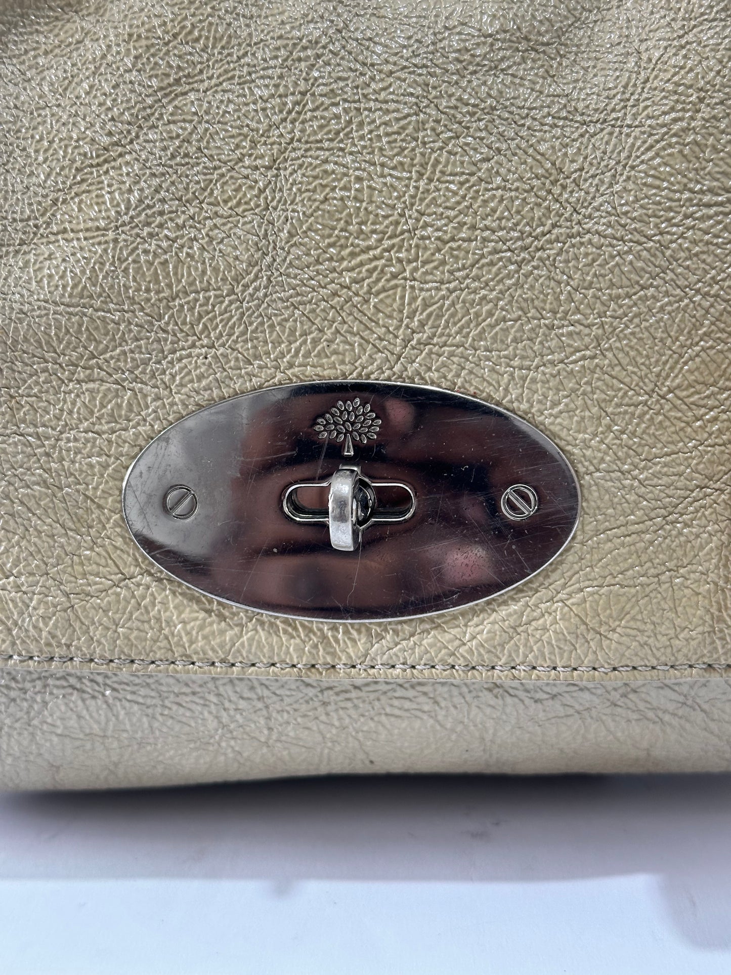 Mulberry Green crinkled Patent Leather Medium Lily Shoulder Bag