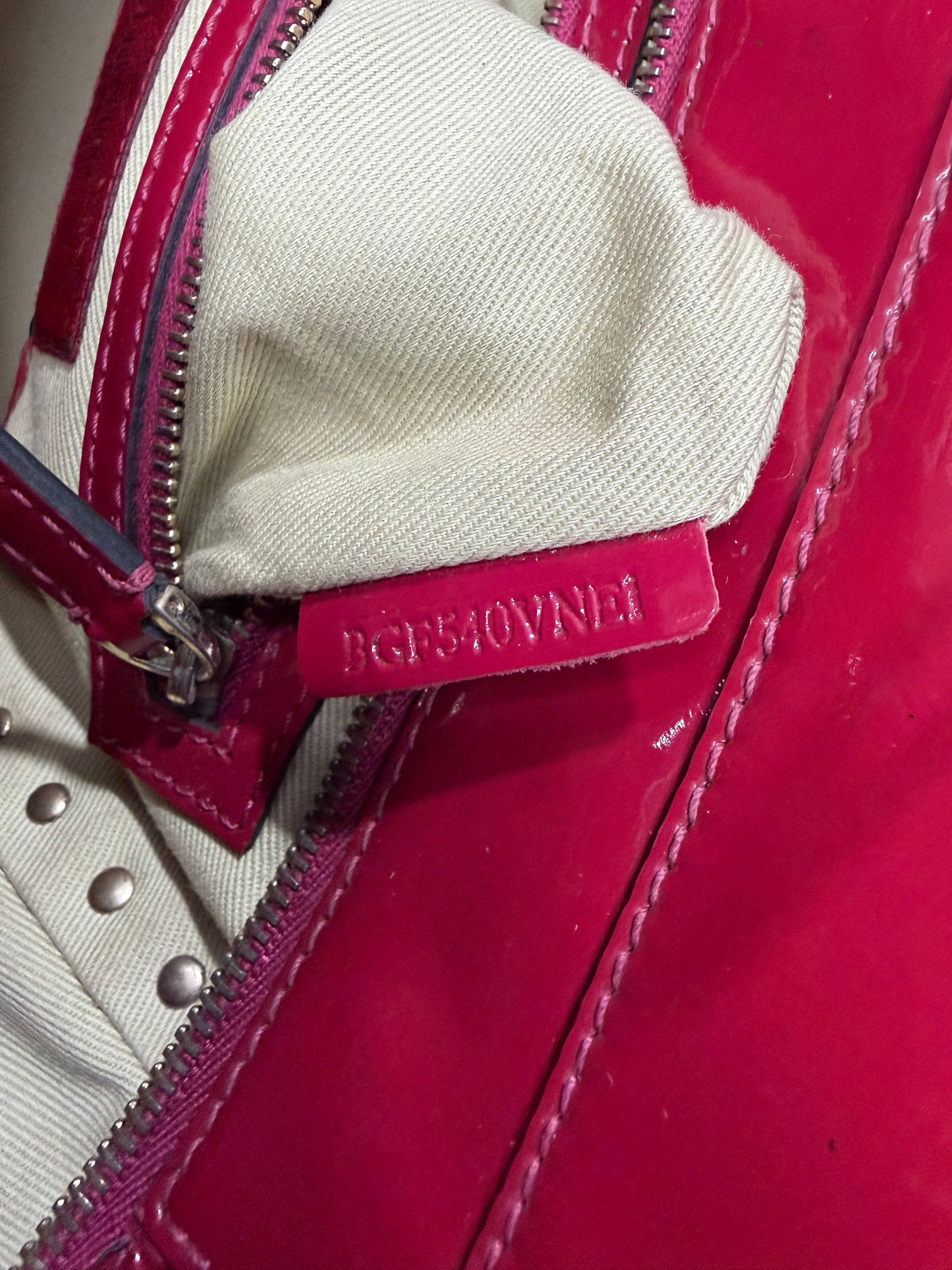 Valentino Red Patent Leather Small Rockstud Shopper Tote Bag
