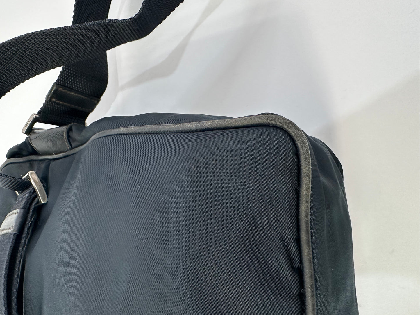 PRADA Tessuto Nylon Flat Messenger Bag Navy